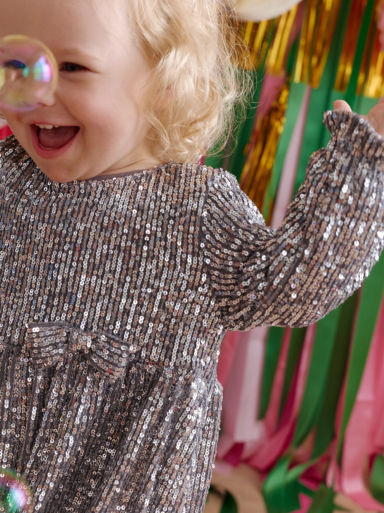 vertbaudet Minikleid Festliches Baby Kleid mit Pailletten – Bild 4 von 5