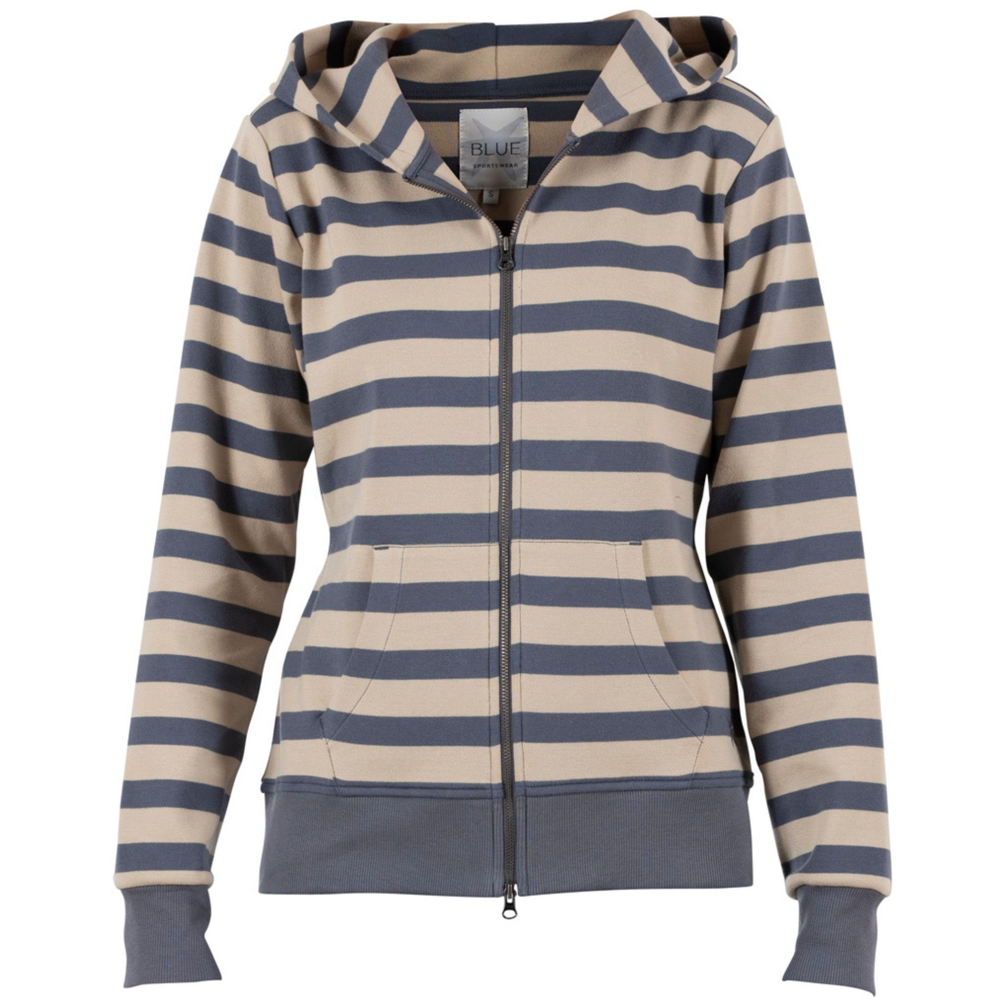 Sweat Jacke Farben gestreift Basil versch. Striped Blue Trainingsjacke in Beige-Blau Sportswear