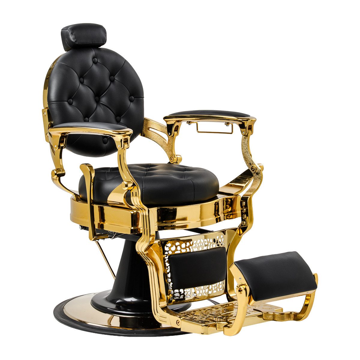Gabbiano Friseurstuhl Niccolo Schwarz mit goldenem Sockel