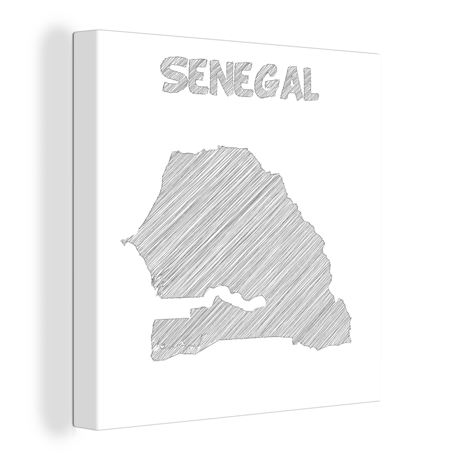OneMillionCanvasses® Leinwandbild Schwarz-Weiß-Abbildung von Senegal in Grau, (1 St), Leinwand Bilder für Wohnzimmer Schlafzimmer