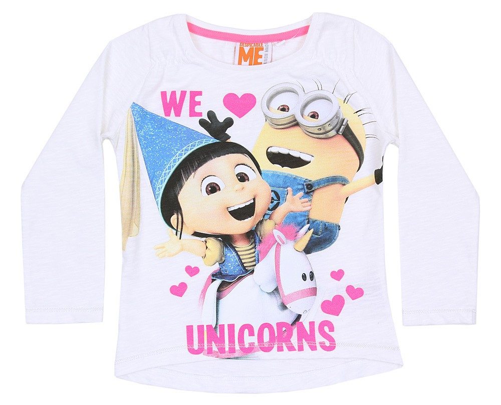 Langarmbluse Weiße Bluse mit langen Ärmel Die Minions 6-7 Jahre