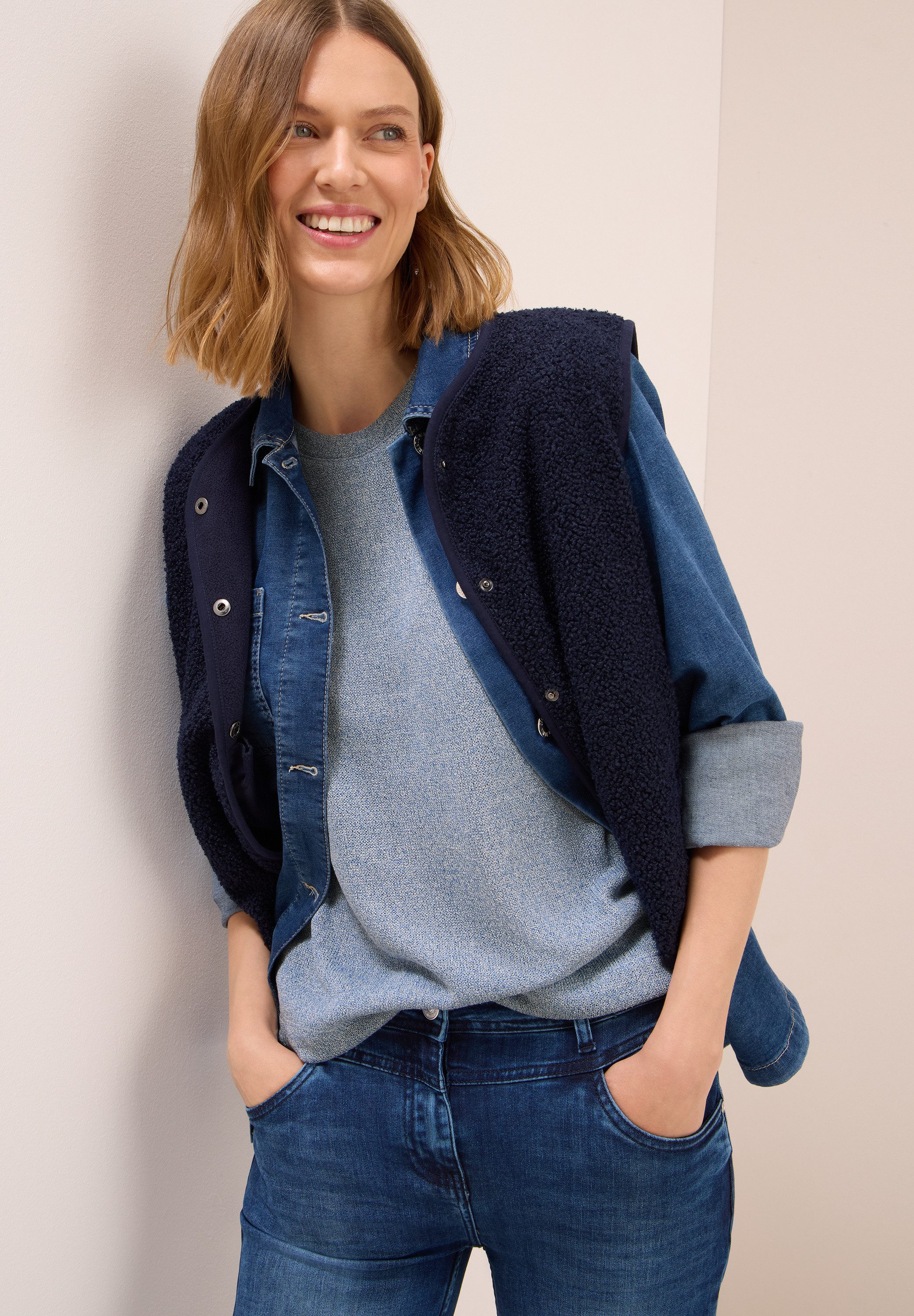 CECIL T-Shirt in feiner Strick Optik günstig online kaufen