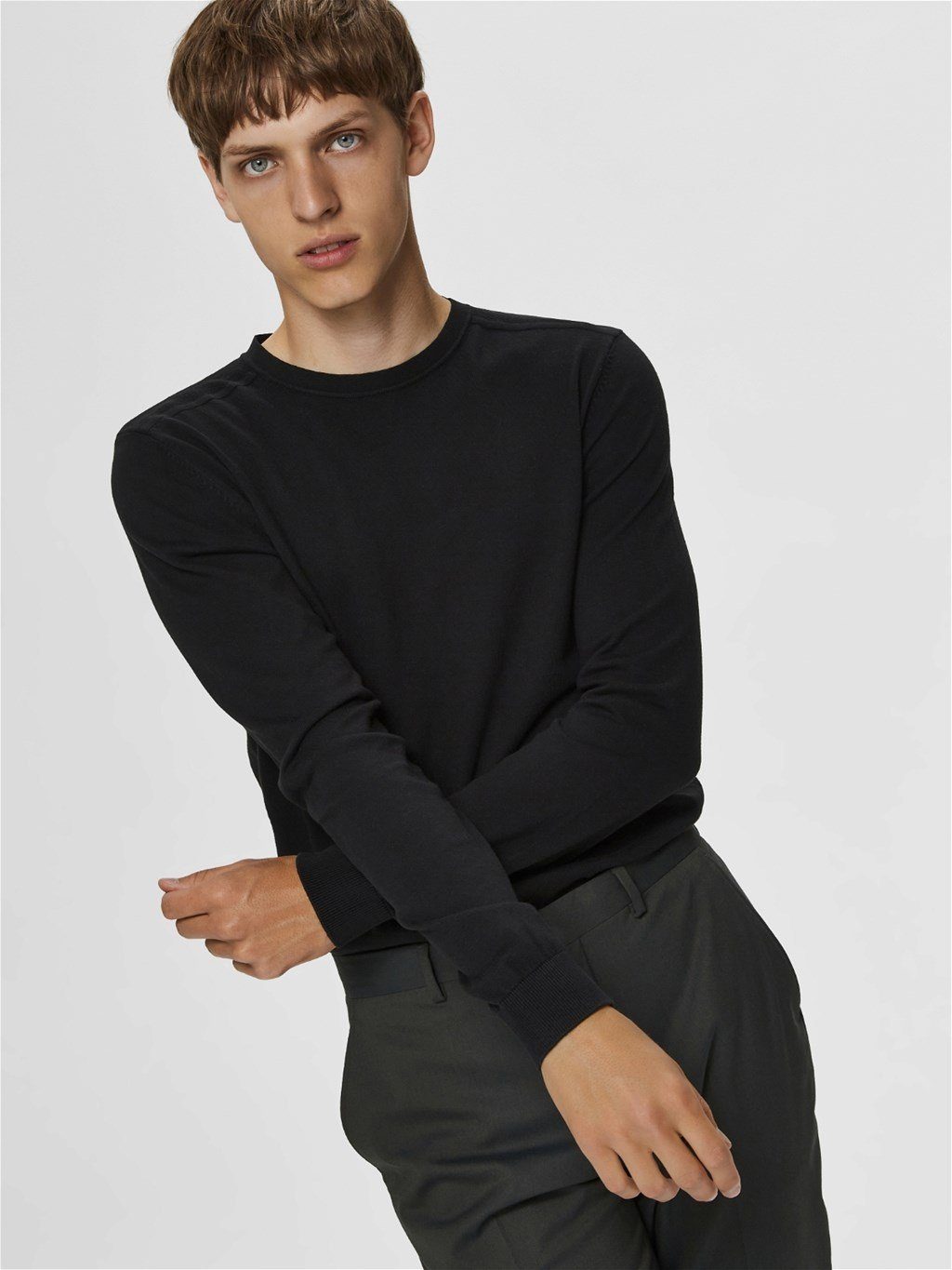 SELECTED HOMME Rundhalspullover Selected Homme Herren Strick-Pullover - SlhBerg Rundhals Pulli
