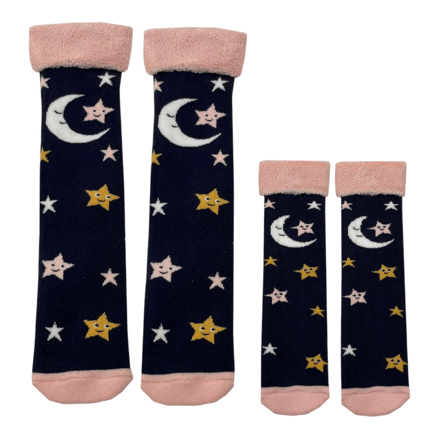 Cucamelon Freizeitsocken Mond und Sterne Socken Cucamelon Kuschelsocken für Mama Kind in 38 40
