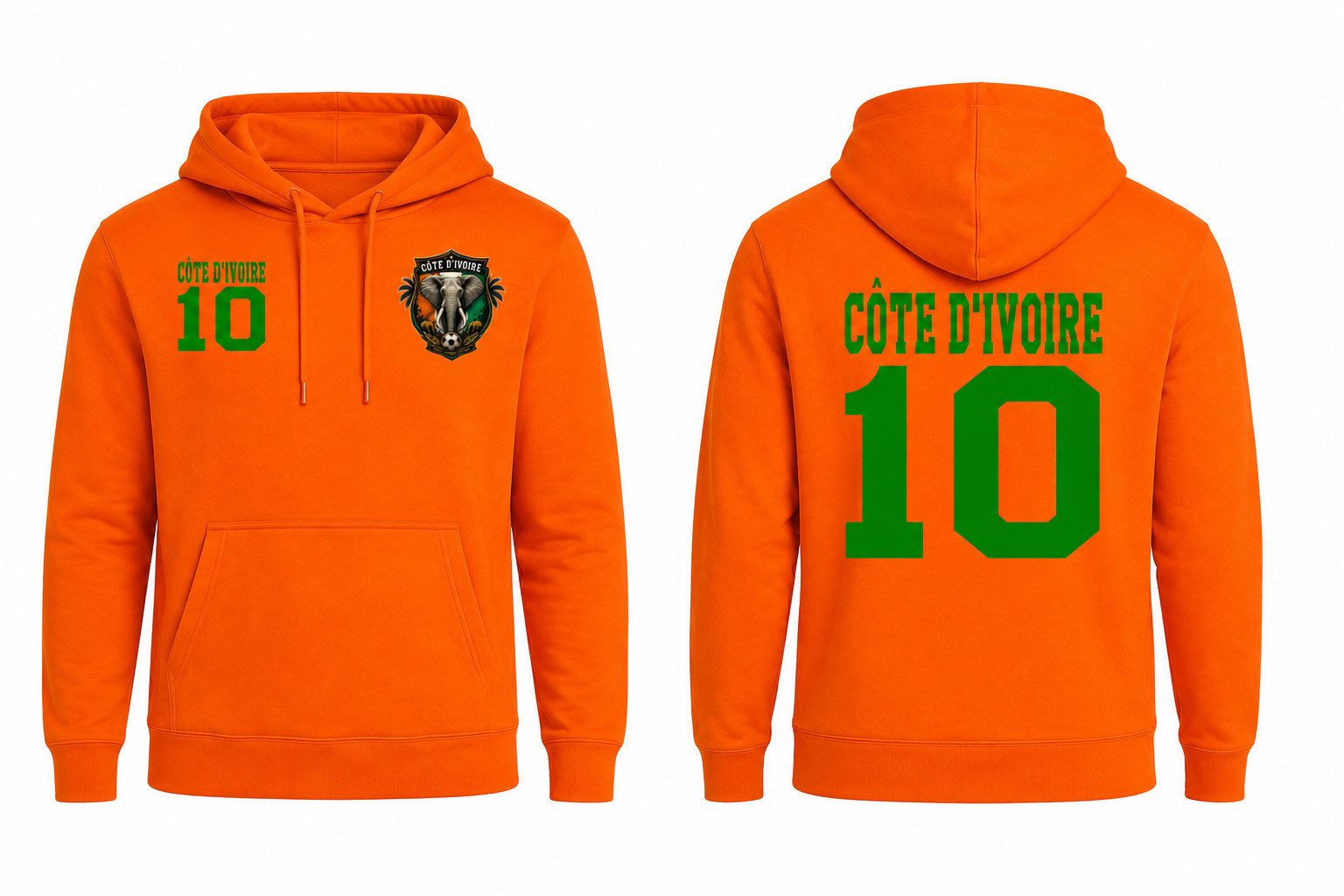 Hoodie Elfenbeinküste 10 Fan Hoodie Print Fußball Nation Freizeit Look