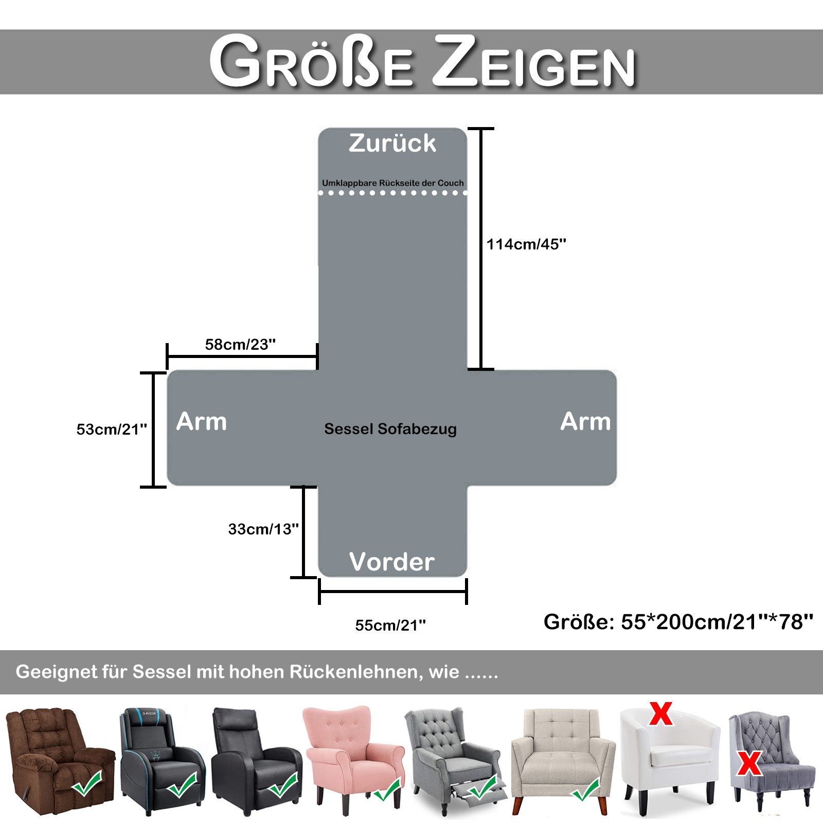 Navy Sesselhusse Sessel elastischem Band, Liegesesselbezug, Anti-Rutsch, Überzug Gesteppter für Vliesstoff, Sitz Sunicol, Möbelschutz Matte mit Haustier