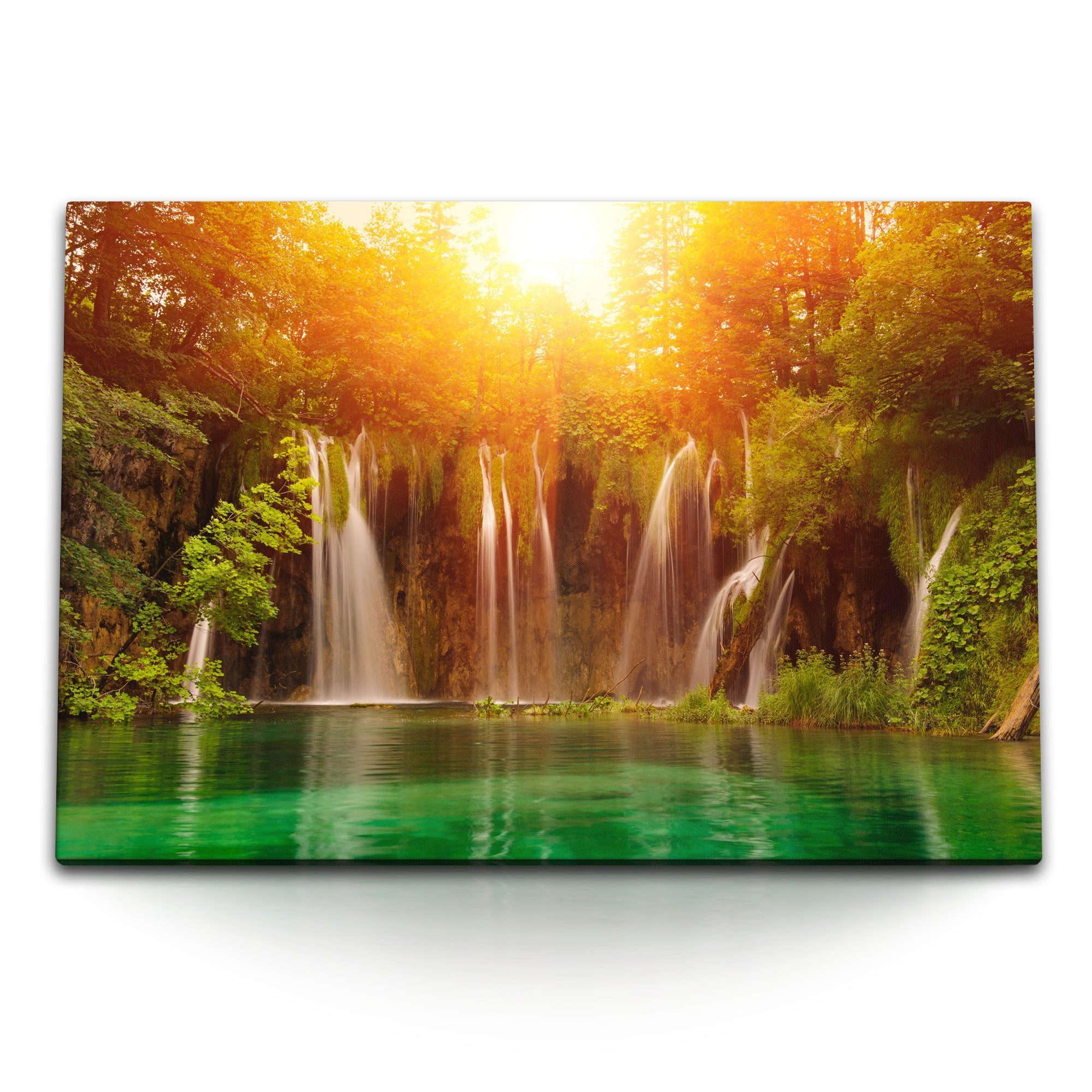 Leinwandbild 120x80cm Wandbild auf Leinwand Thailand Wasserfall Dschungel Tropisch