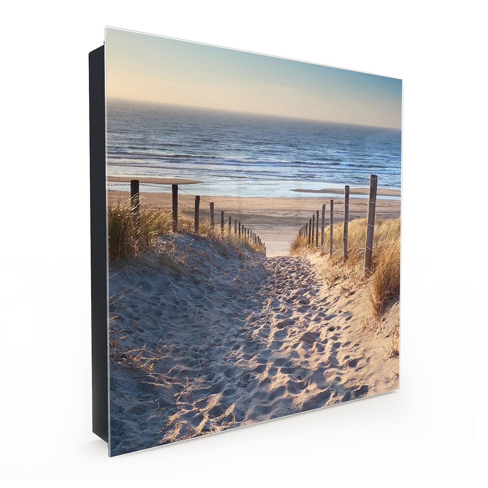 Primedeco Schlüsselkasten Magnetpinnwand und Memoboard mit Glasfront Motiv Nordseestrand (1 St)