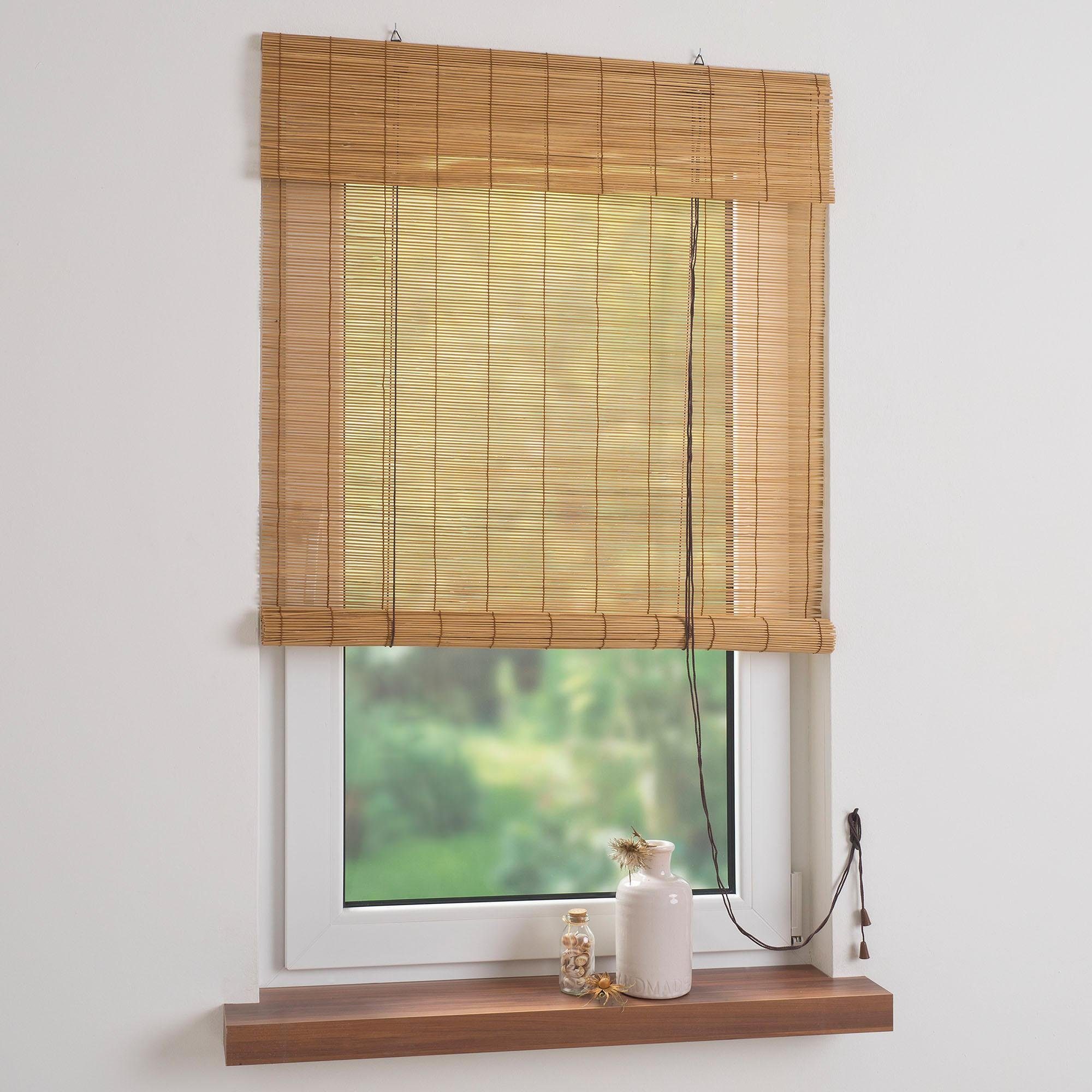 Seitenzugrollo Bambus, Liedeco, Lichtschutz, verschraubt, Bambusrollo günstig online kaufen