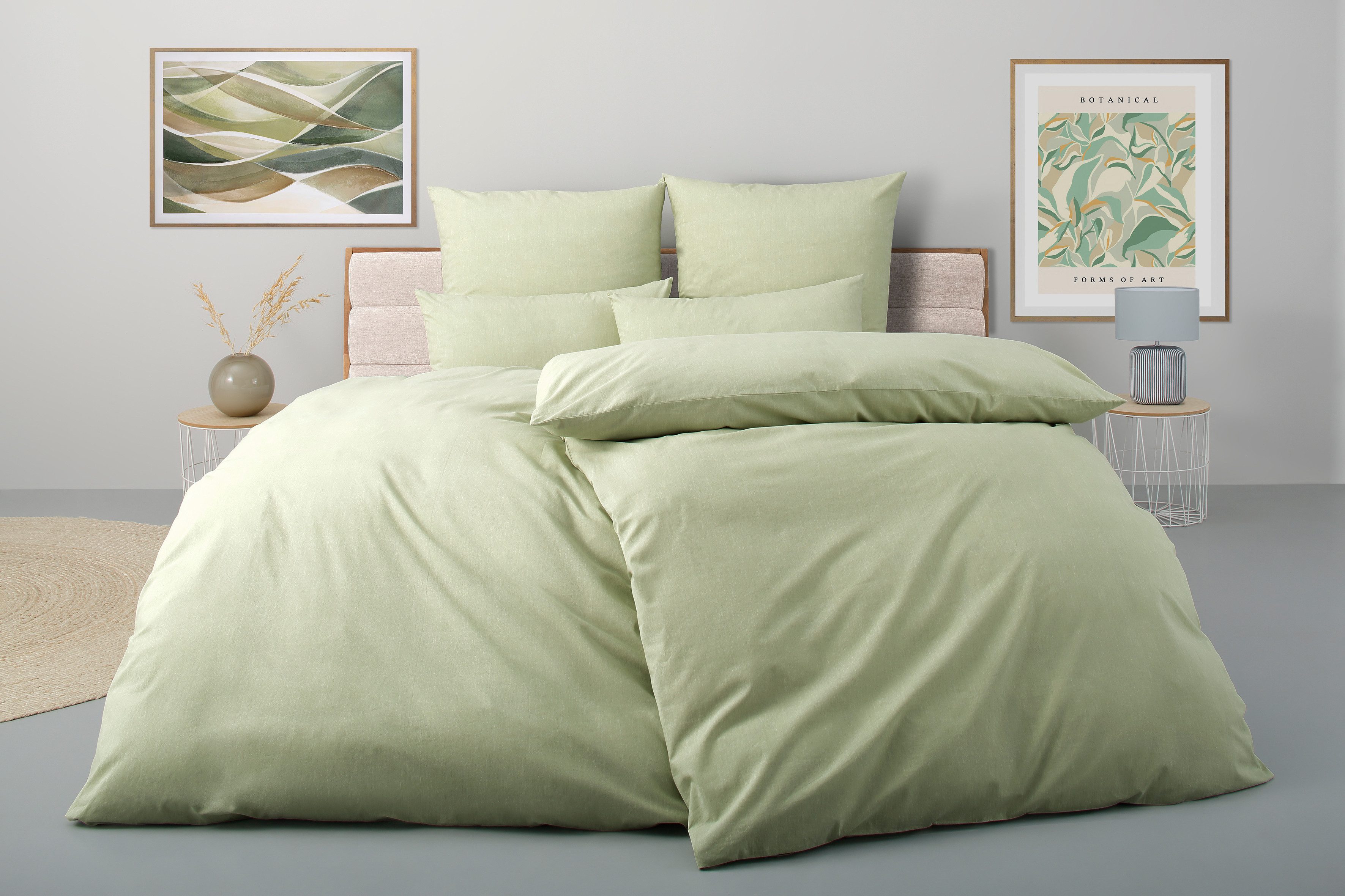 Home affaire Постельное белье Melli, Linon, 3 teilig, Постельное белье aus Baumwolle, Leinen-Look in Melange-Optik