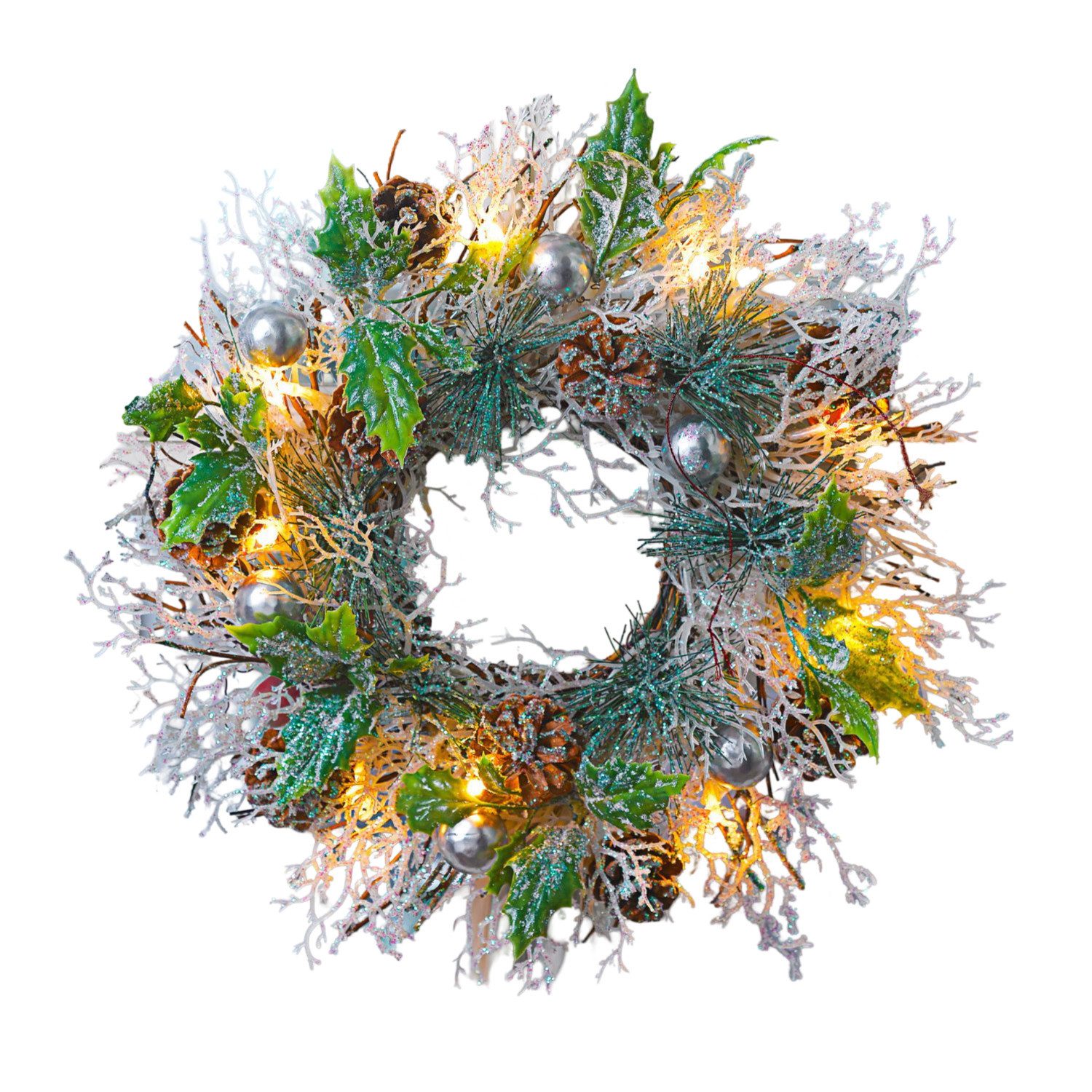 3PAGEN LED Dekolicht LED-Kranz 33cm Lichtkranz Tischkranz Türkranz Adventskranz Leuchtkranz