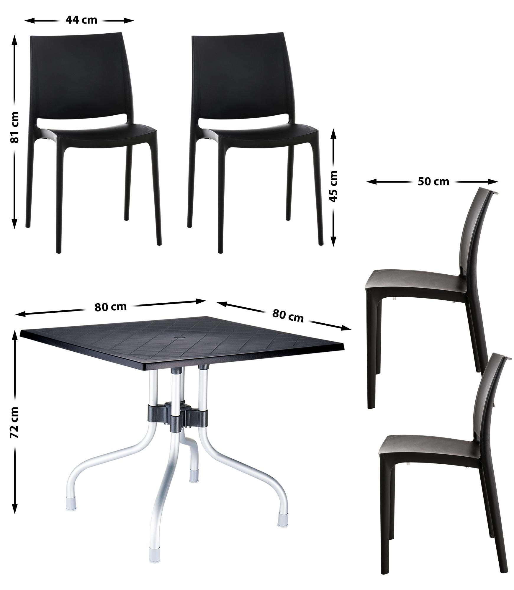 Tisch 5-teilige Essgruppe Cento, mit Stühlen 4 Sitzgruppe, CLP