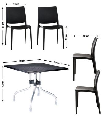 CLP Essgruppe Cento, 5-teilige Sitzgruppe, Tisch mit 4 Stühlen