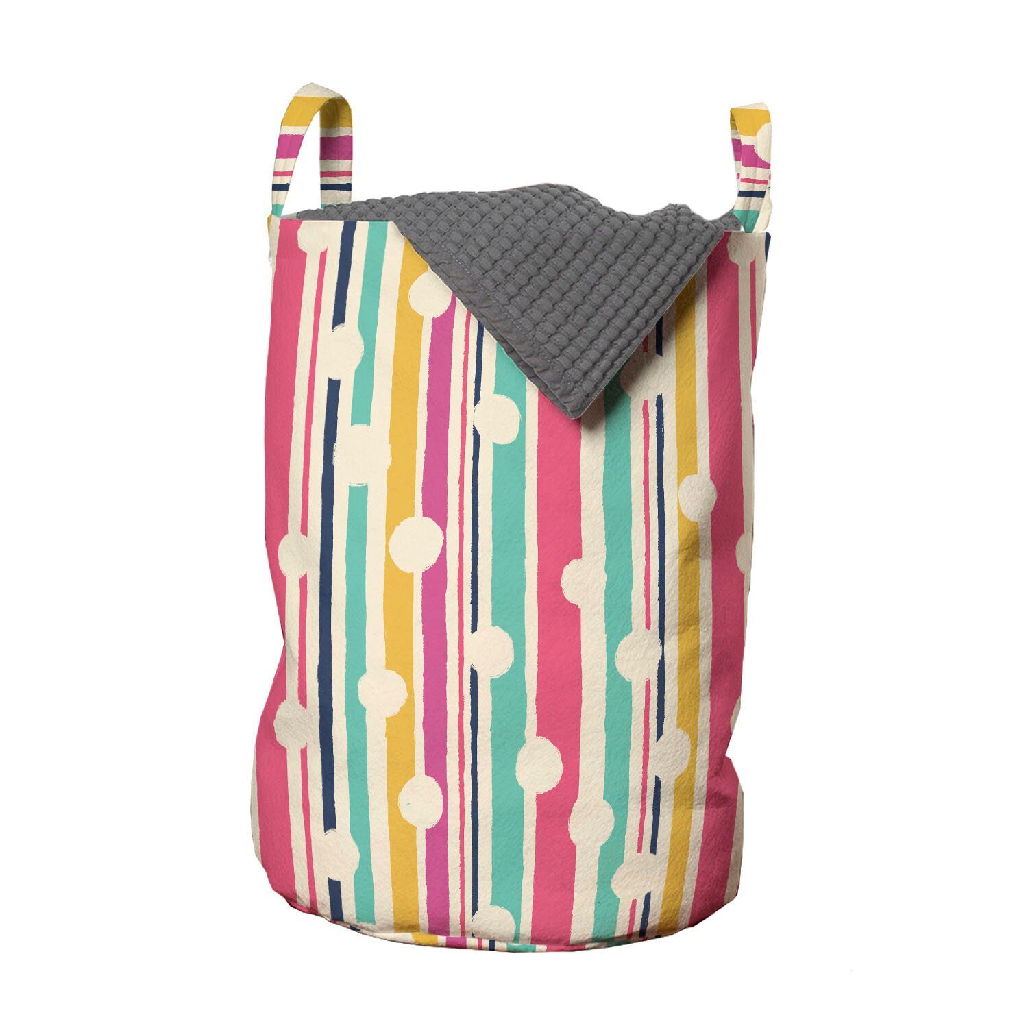 Abakuhaus Wäschesäckchen Wäschekorb mit Griffen Kordelzugverschluss für Waschsalons, Jahrgang Vertikale bunte Streifen | Wäschesäcke