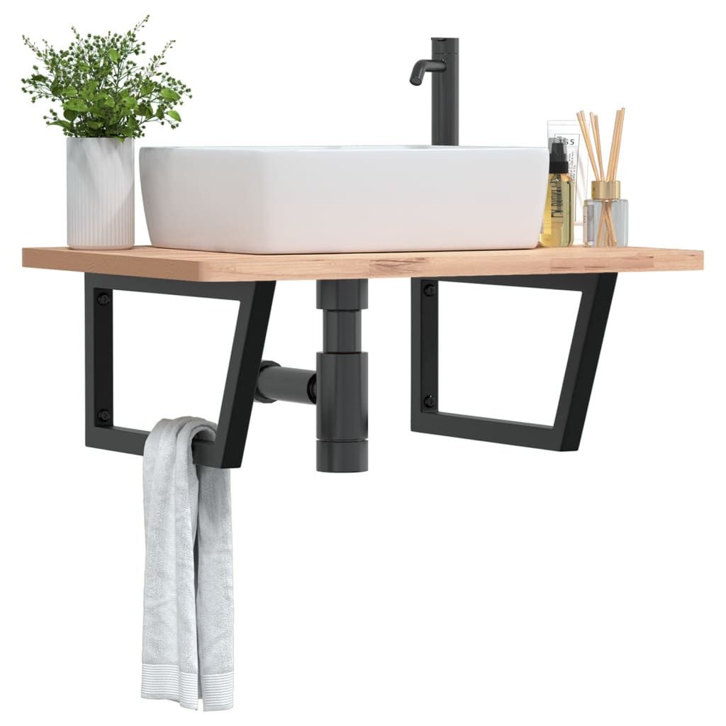 vidaXL Halterung Waschtisch-Halterungen 2 Stk. Schwarz Trapezförmig Stahl, (1-tlg)