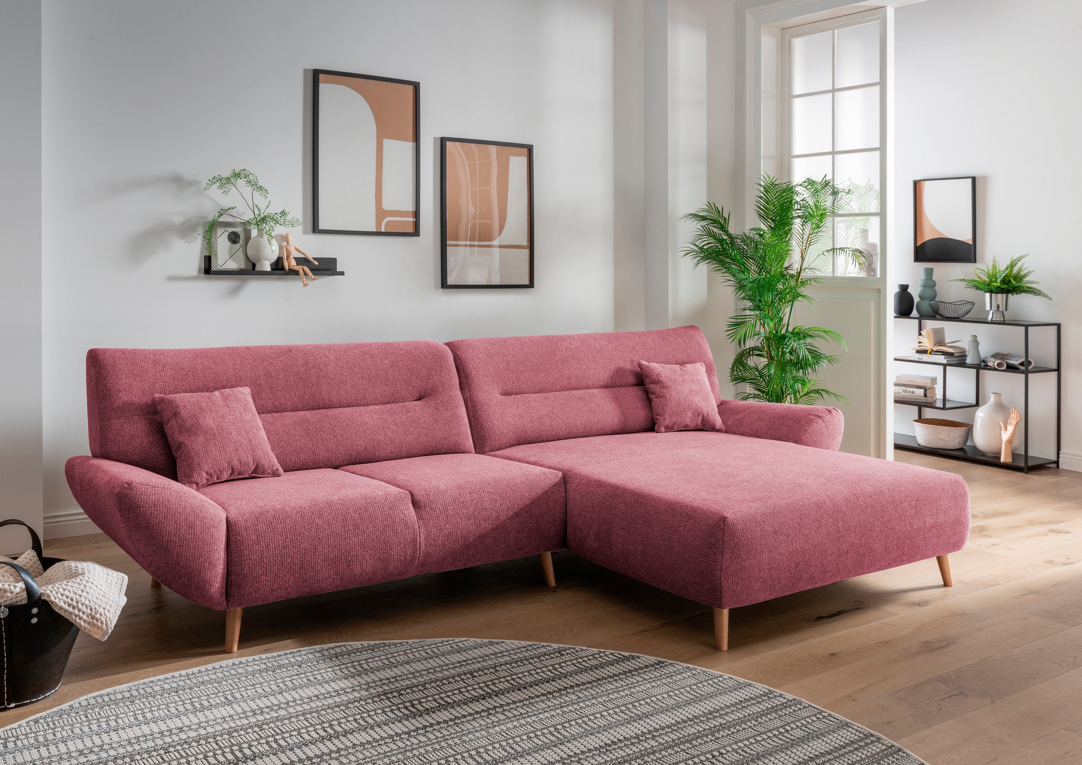 Ecksofa Drago, elegant und zeitlos, komfortabel, Holzfuß, L-Form
