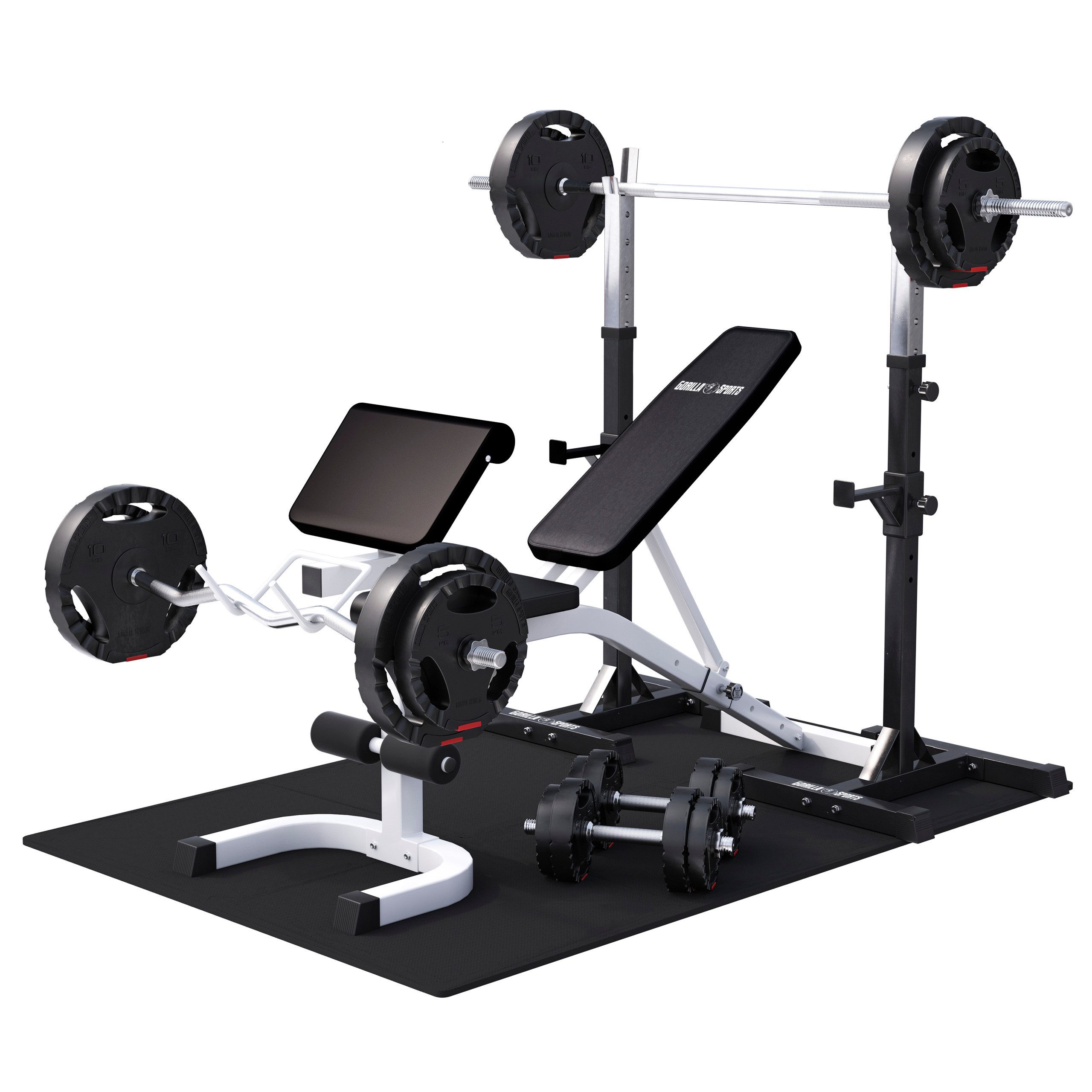 Hantelbank 100kg Gewichten, Verstellbar - Kraftstation, Hantelset, Trainingsbank
