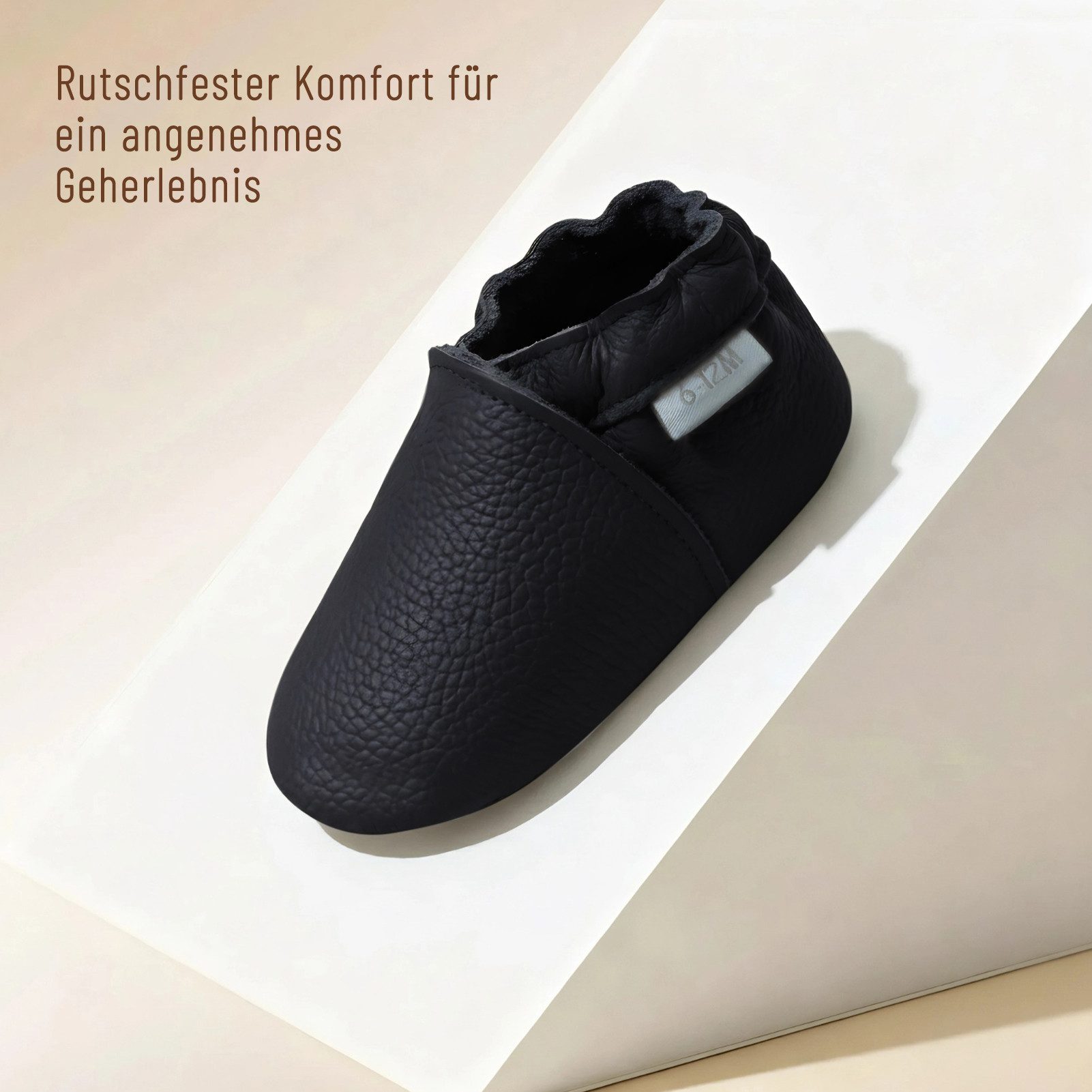 Basrakids Basrakids Baby Lauflernschuhe Leder weich rutschfest Krabbelschuhe Hausschuh Rutschfest – Bild 2 von 5