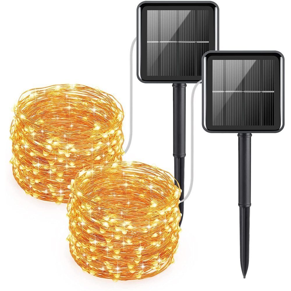 GelldG LED Solarleuchte [2 Stück] Solar Lichterkette Außen, 10M 100 LED Lichterkette Außen