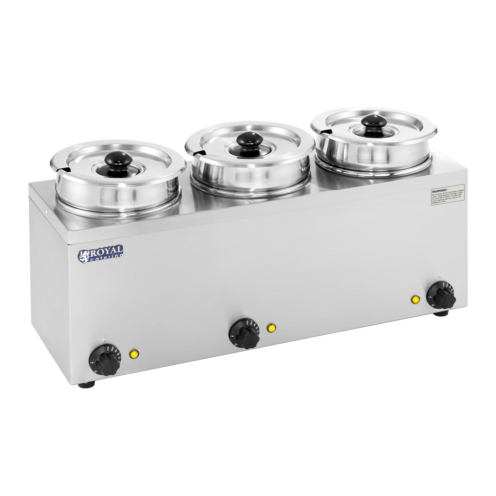 Royal Catering Speisenwärmer Suppenstation Bain Marie 3 x 2,75 L Wasserbad Warmhaltegerät Gastro