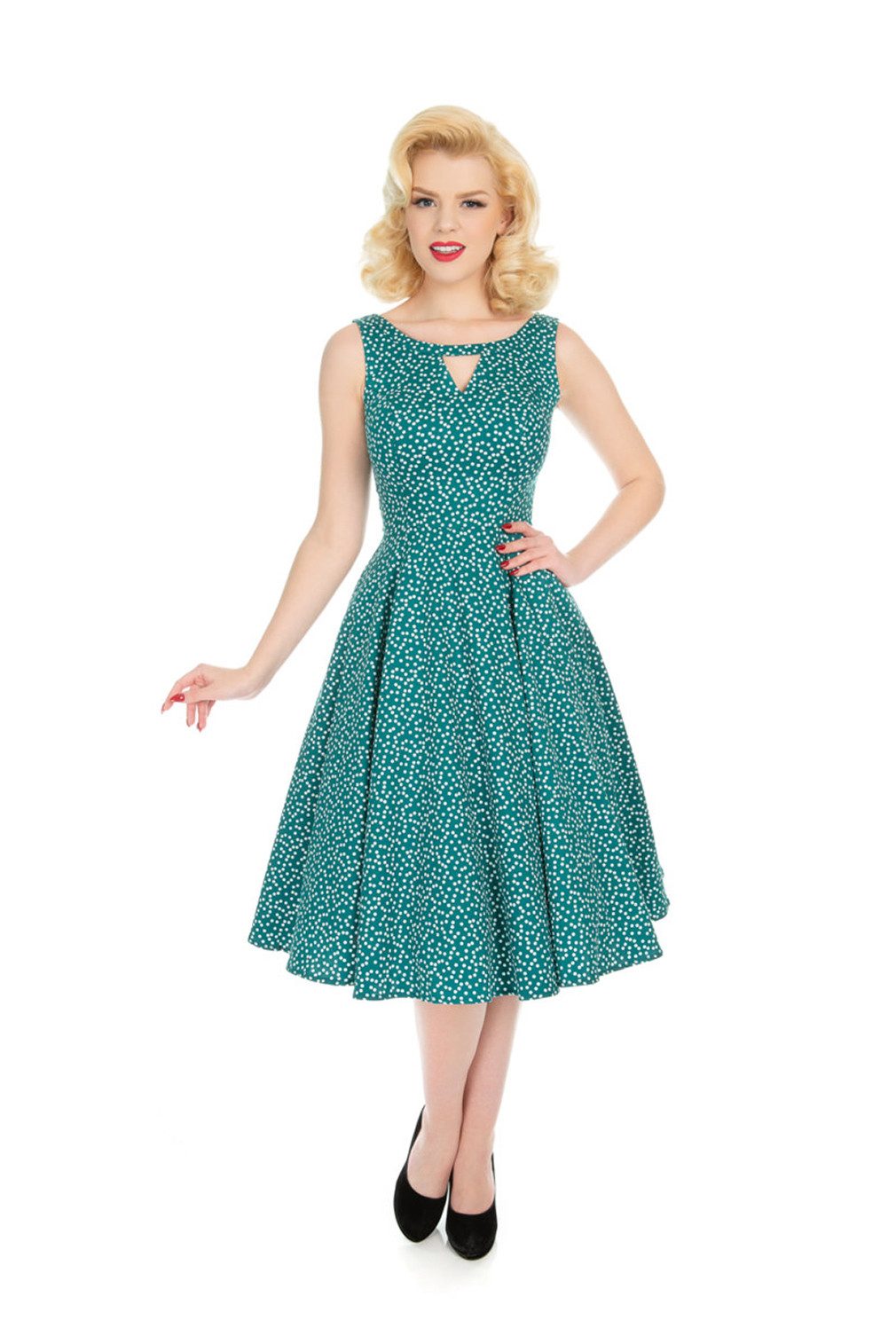 Hearts & Roses London A-Linien-Kleid La Rosa Dotty Swing Dress Rockabella V günstig online kaufen