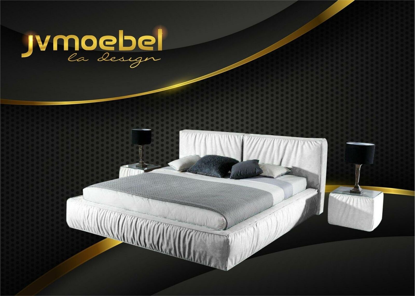 JVmoebel Bett, Luxus Designer fürs Weiß Möbel bezogen Bett Samt Betten Schlafzimmer