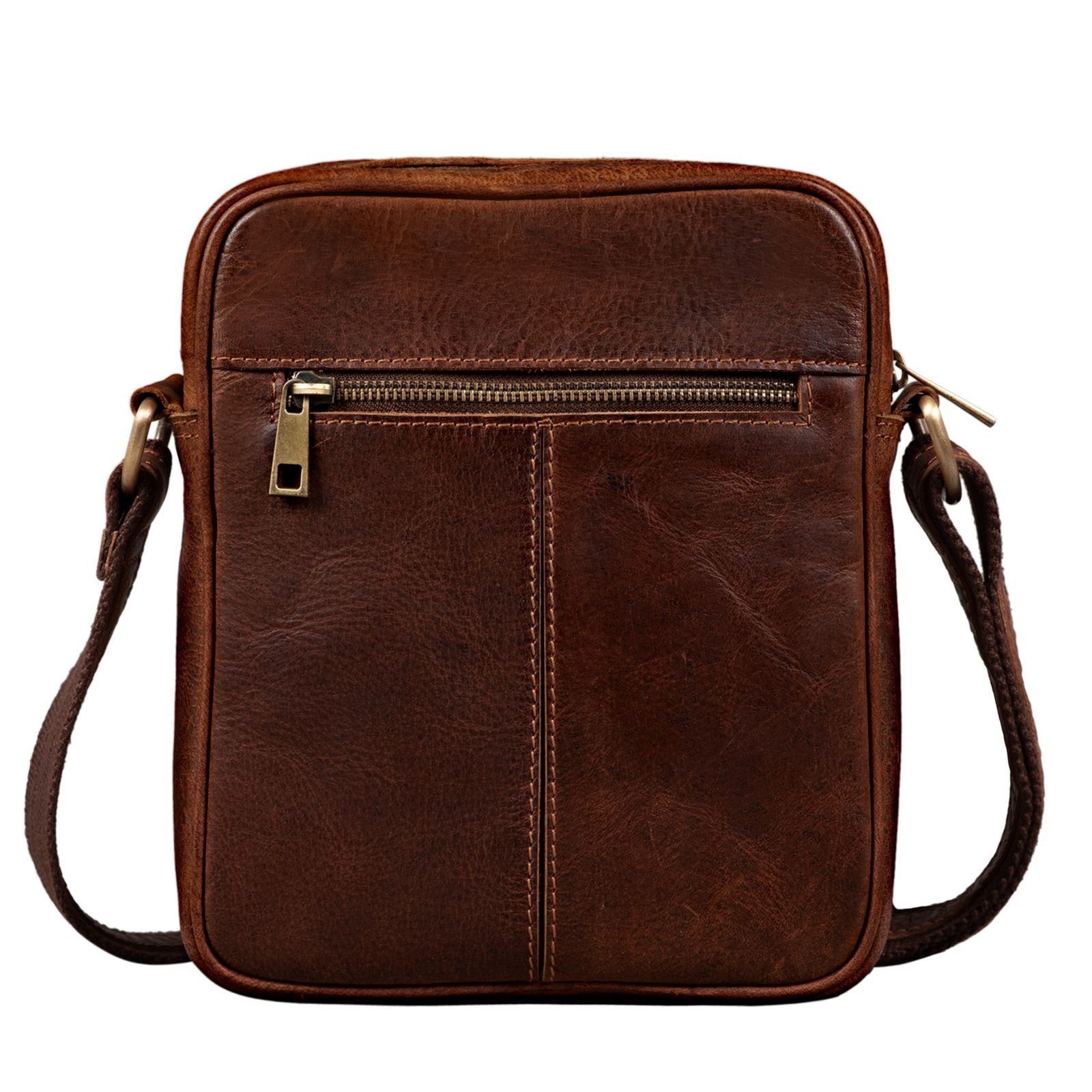 Leder "Brent" Messenger Bag torres Bag STILORD Kleine braun Messenger -