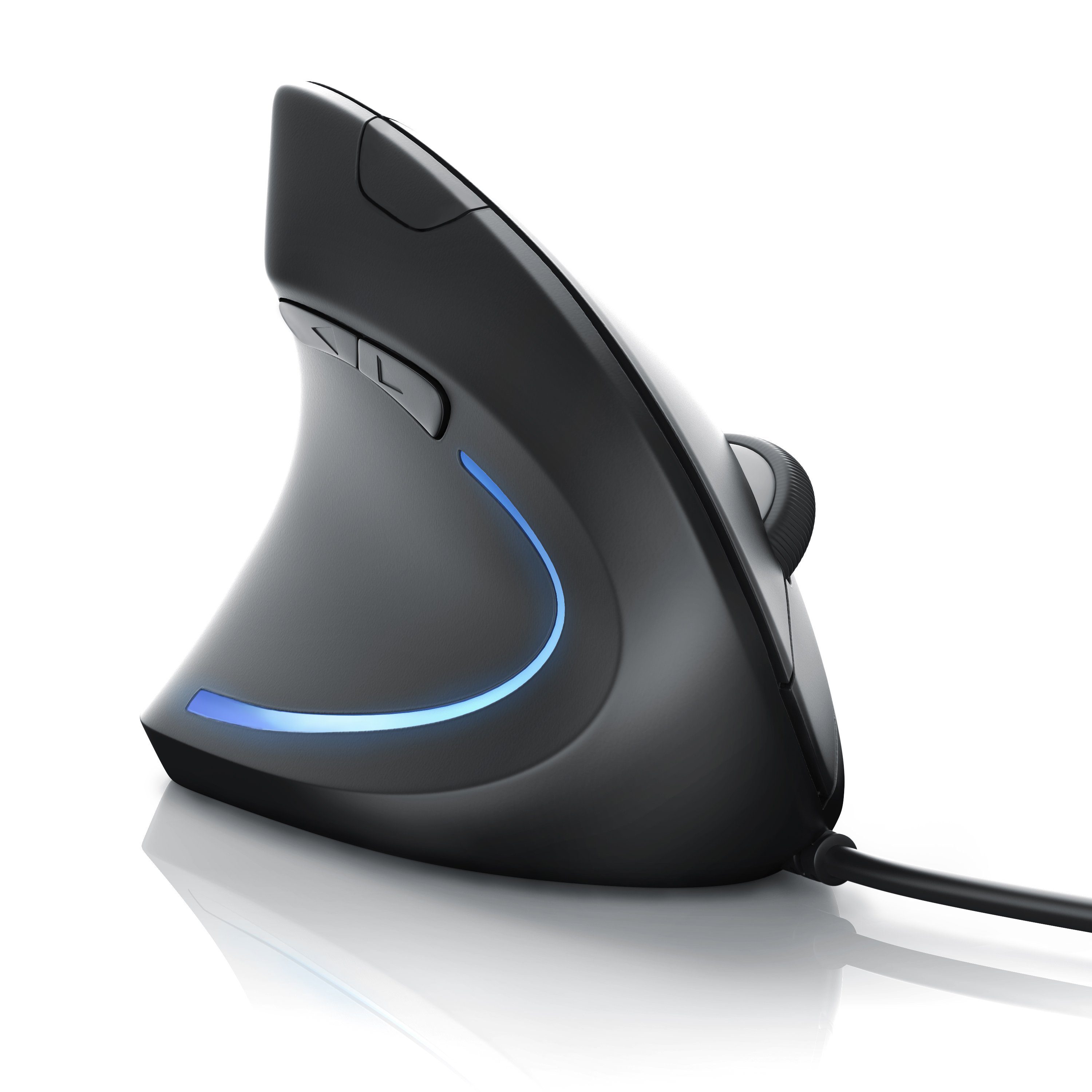 CSL Optische vertikale Linkshänder Mouse, gegen Mausarm/Tennisarm ergonomische Maus (kabelgebunden, Kabelgebunden ergonomisches Design, gelenkschonend für Hand & Unterarm)