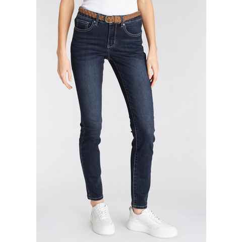 DELMAO Slim-fit-Jeans (Set, 2-tlg., mit Gürtel) mit modischem Flechtgürtel ---NEUE MARKE!
