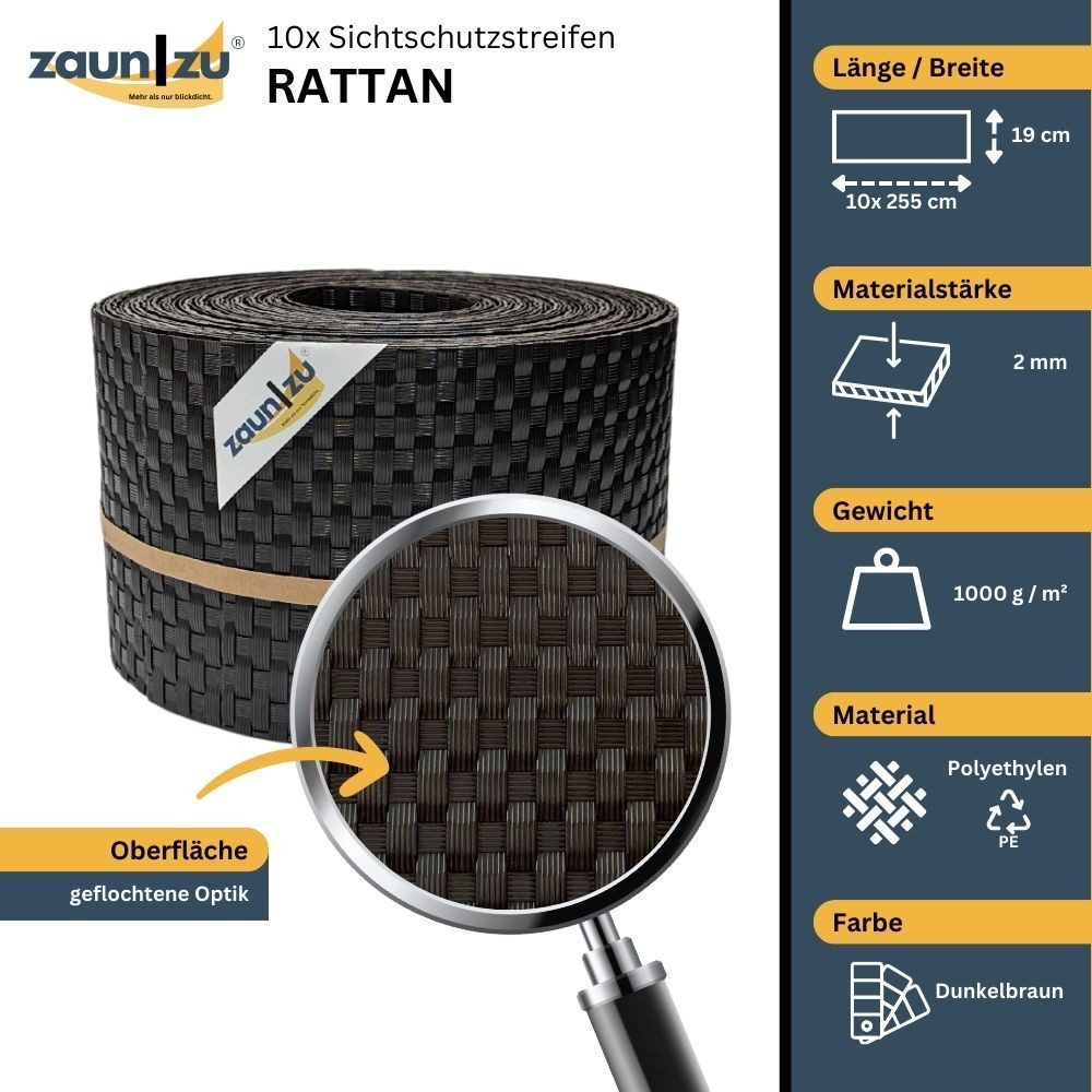 zaunzu Sichtschutzstreifen Rattan für Doppelstabmatten UV-beständig günstig online kaufen