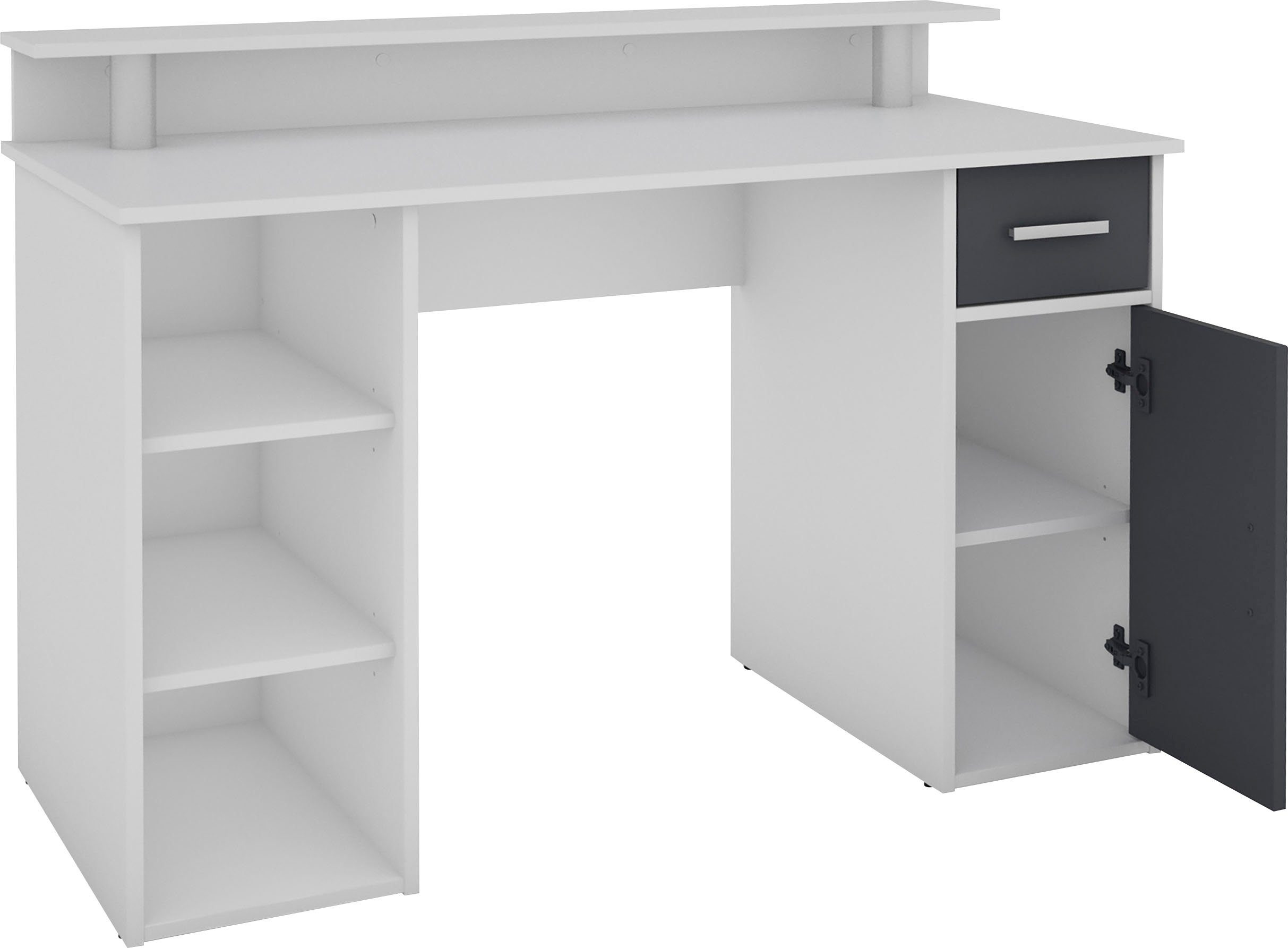 Schreibtisch viel mit Homexperts weiß Ablagefläche weiß/anthrazit | Don,