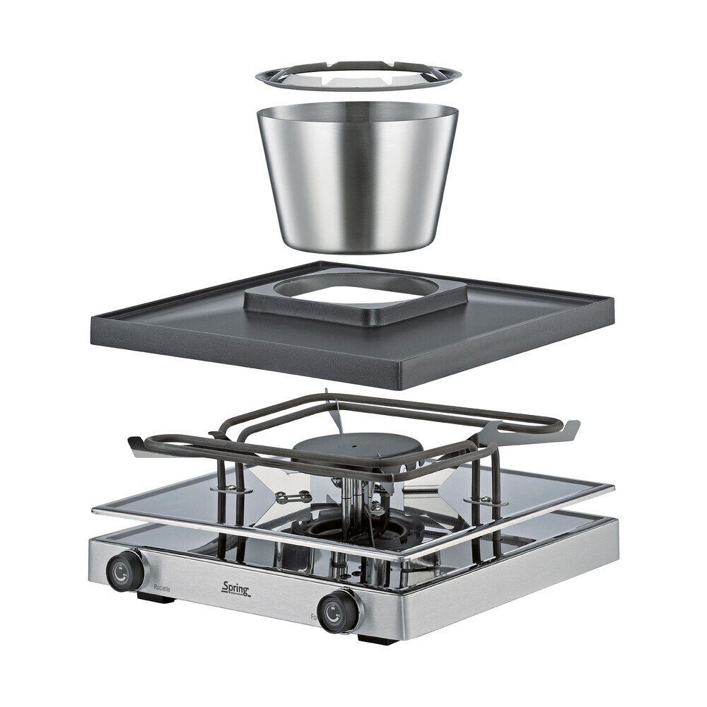 Spring Fondue Raclette/Fondue für 8 31x34x17 cm Classic edelstahl, Edelstahl mit Aluminiumkern, nicht spülmaschinengeeignet, Induktion
