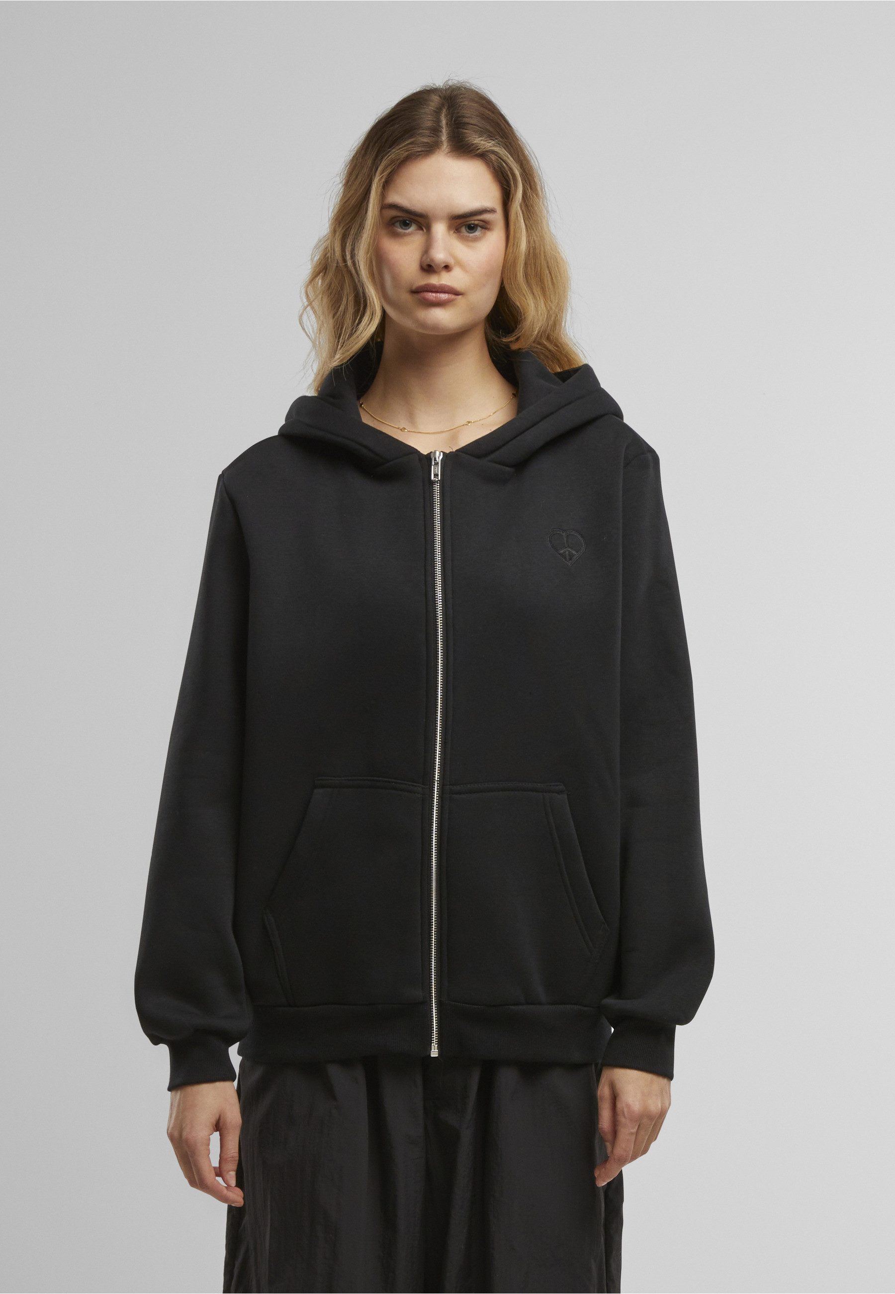 Miss Tee Sweatjacke Miss Tee Peace Sign EMB Fluffy Zip Hoody