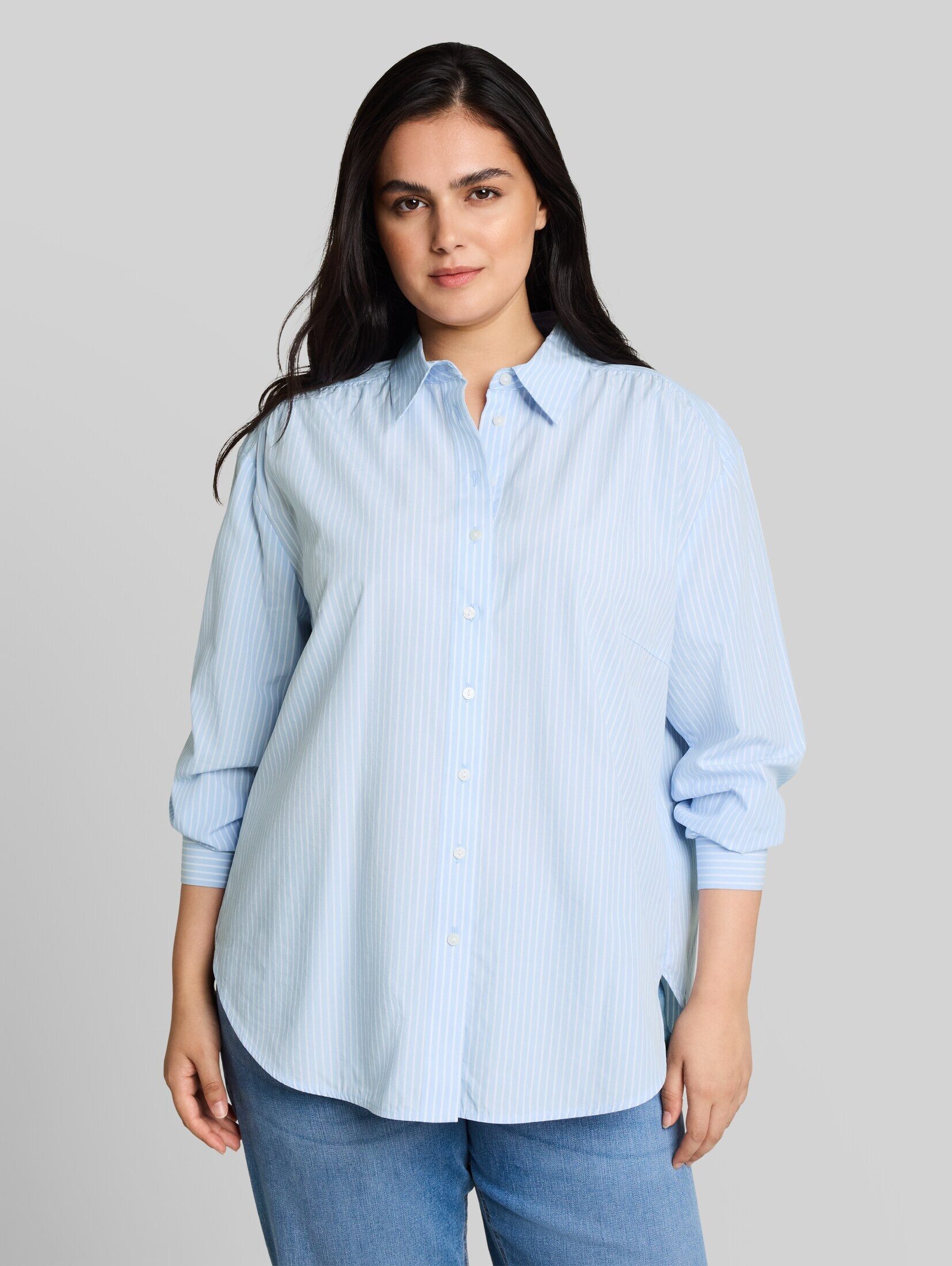 TOM TAILOR PLUS Langarmbluse Blusen & Shirts Plus Size - Loose Fit Popeline Hemdbluse