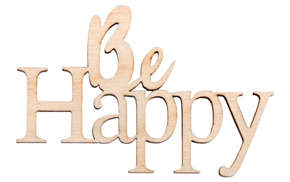 Rayher Wanddekoobjekt Holz Schriftzug Mini Be Happy, 4 Teile