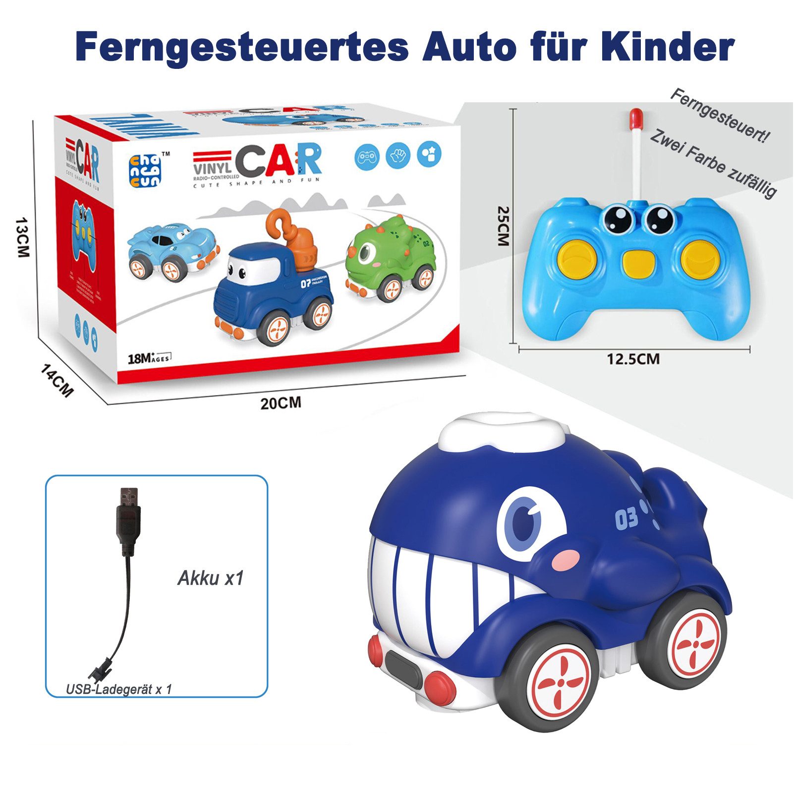 Esun RC-Auto Ferngesteuertes Auto-Spielzeug für Kinder 2 3 4 Jahre alt, Rennautos (SET, 2.4GHz Ferngesteuerter), Spielzeug für 2+, RC Auto-Spielzeug mit Musik