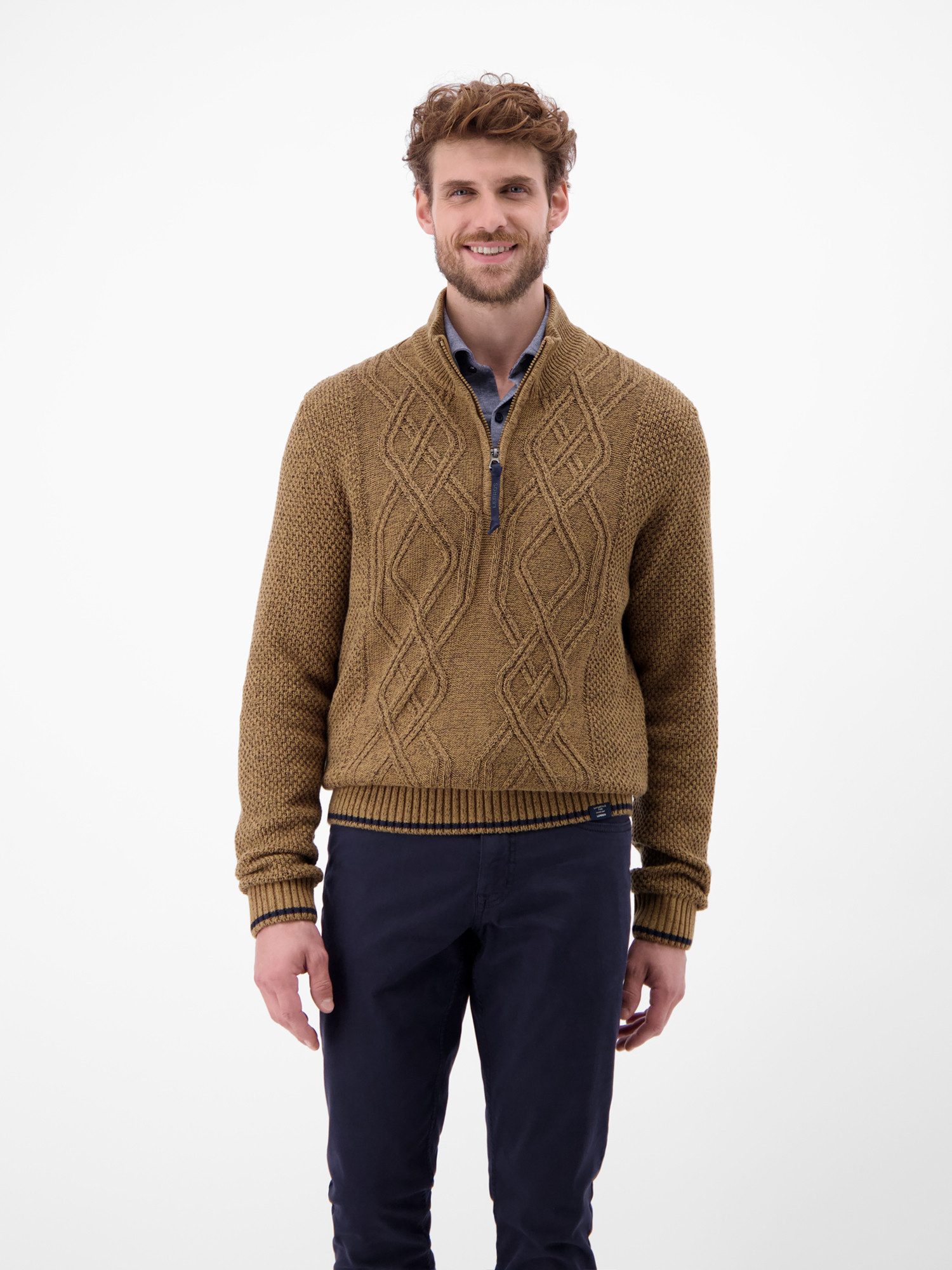 LERROS Strickpullover LERROS Strickpullover mit Zopfmuster und Troyerkragen günstig online kaufen