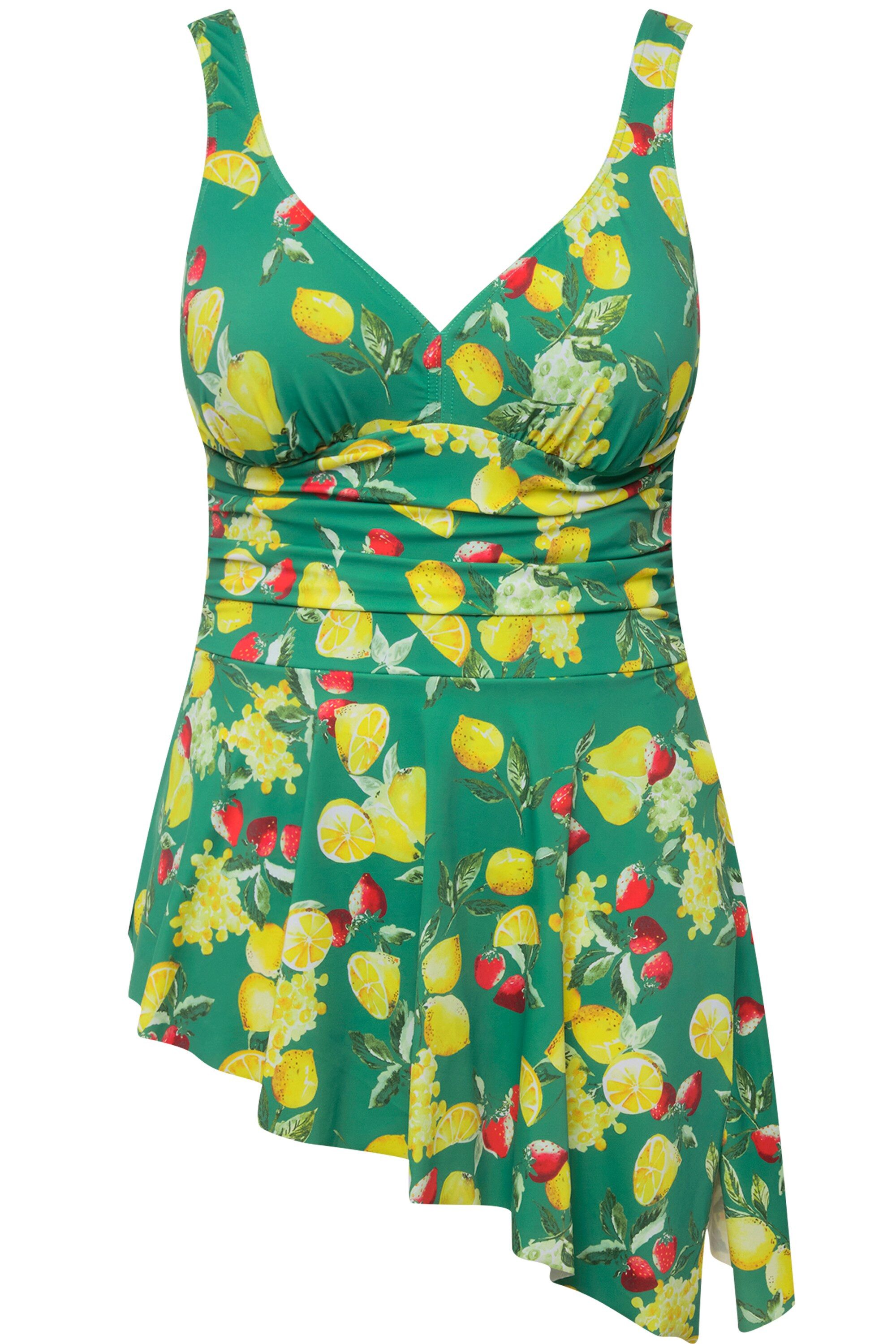Ulla Popken Badekleid Badekleid Zitronen Softcups asymmetrischer Saum günstig online kaufen