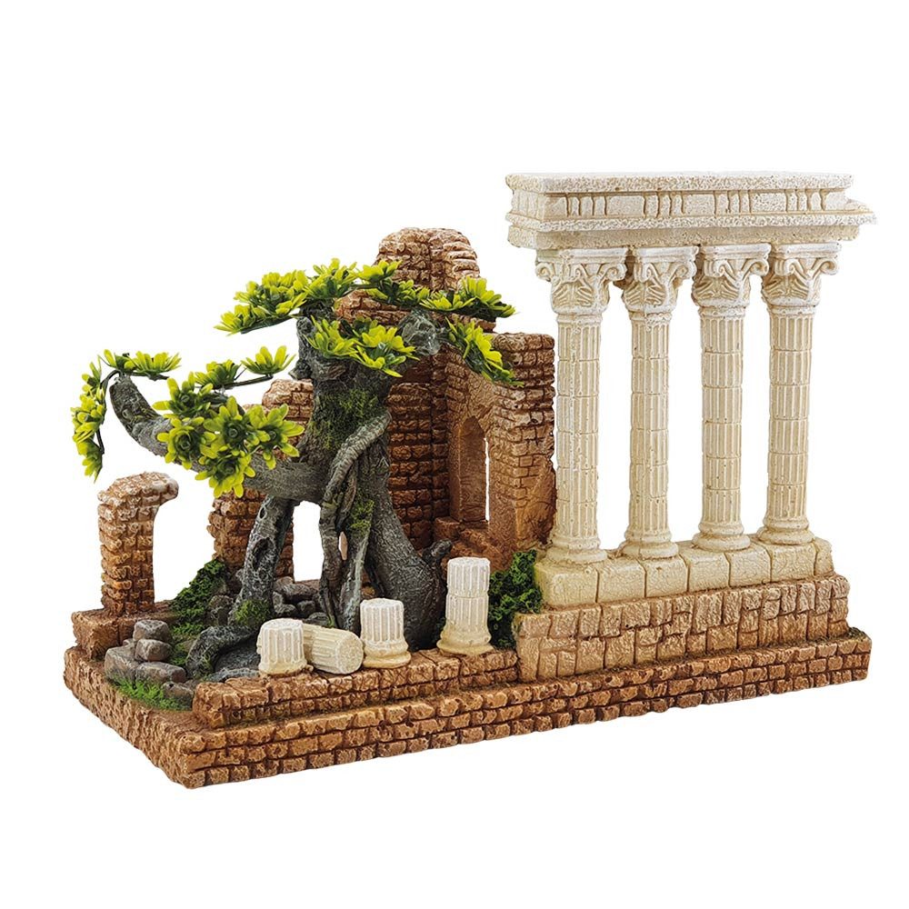 Aquariendeko "Antike Säulen mit Bonsai"