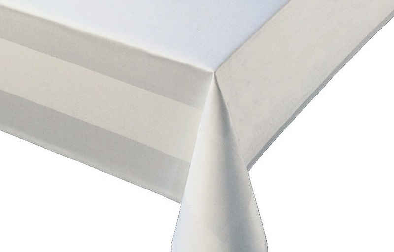 TextilDepot24 Tischdecke in 130 cm Breite Länge frei wählbar - 2-seitiger Atlaskante, mit Atlaskante