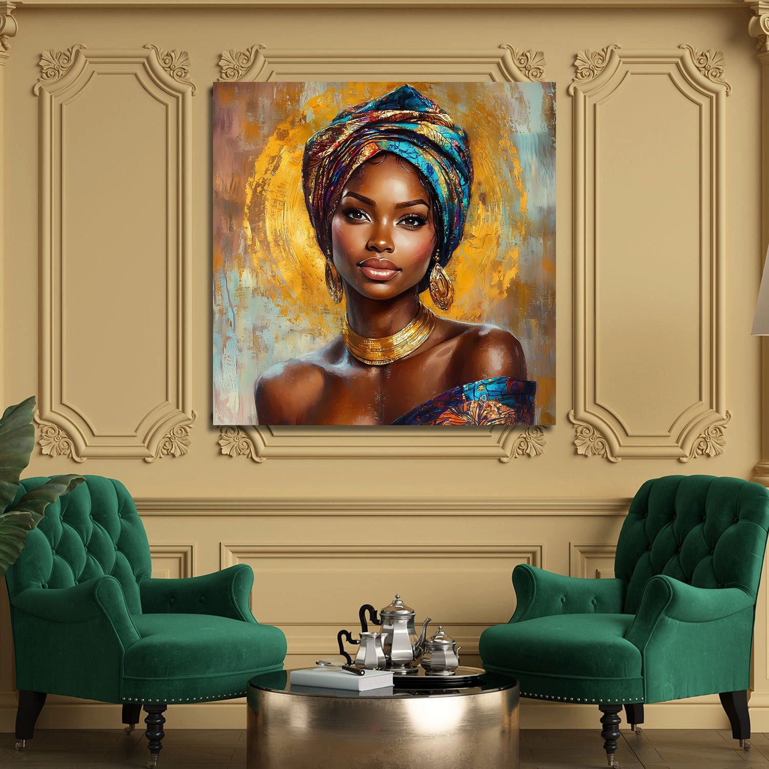 Artedinoi Leinwandbild Afrikanische Schönheit edles Porträt Leinwandbild Wandbild Kunstdruck, Afrikanische Frau, edles Porträt
