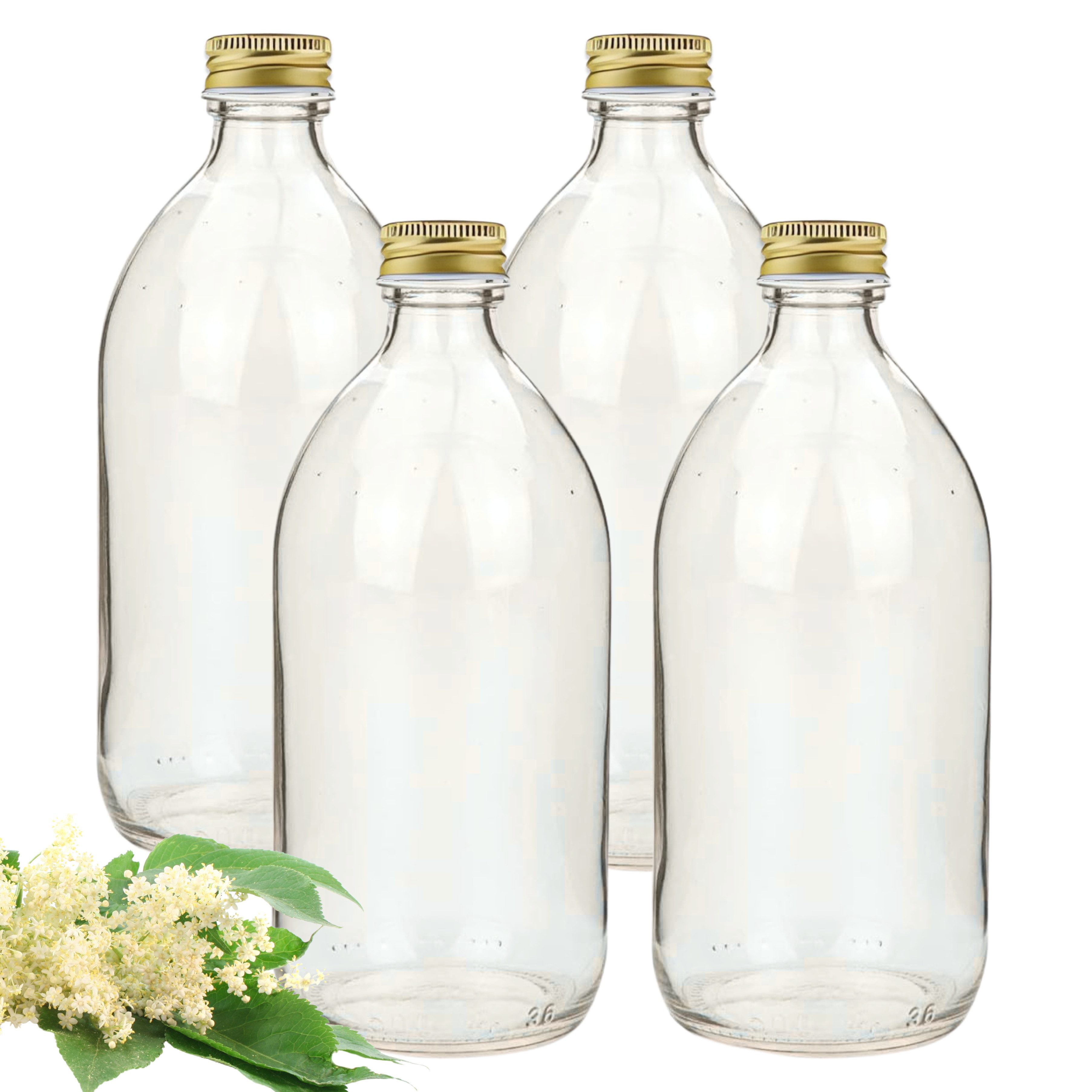 mikken Trinkflasche Sirupflasche 500 ml leere Glasflasche zum Befüllen, als 4er, 6er oder 10er Set, made in Europe