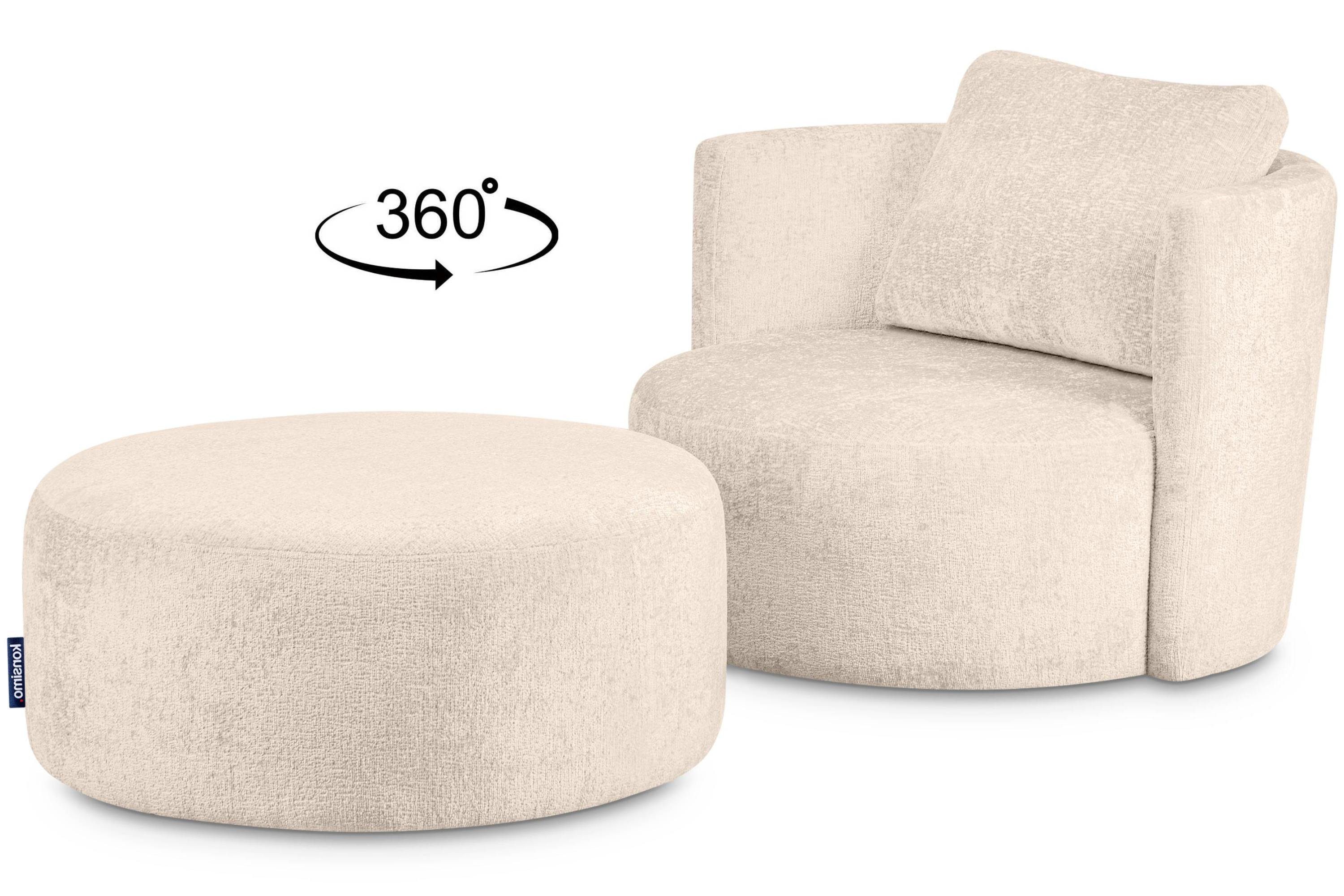 Drehsessel RAGGI 360° Drehfunktion, Sessel Konsimo mit komfortables Sitzhocker, Sitzen, mit Chenille