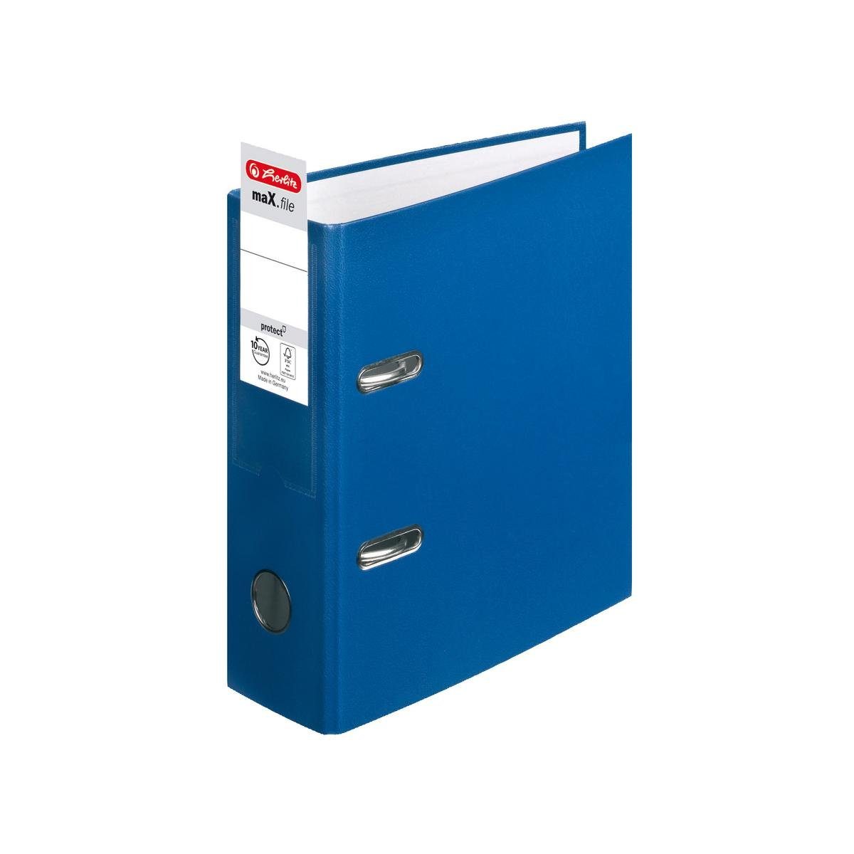 Herlitz Aktenordner Herlitz Ordner + 50 Prospekthüllen / DIN A5 / 80mm breit / Farbe: blau