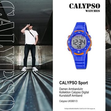 CALYPSO WATCHES Digitaluhr Calypso Unisex Uhr Digital Sport K5801/3, Damen, Herrenuhr rund, mittel (ca. 35mm) Kunststoffband, Sport-Style