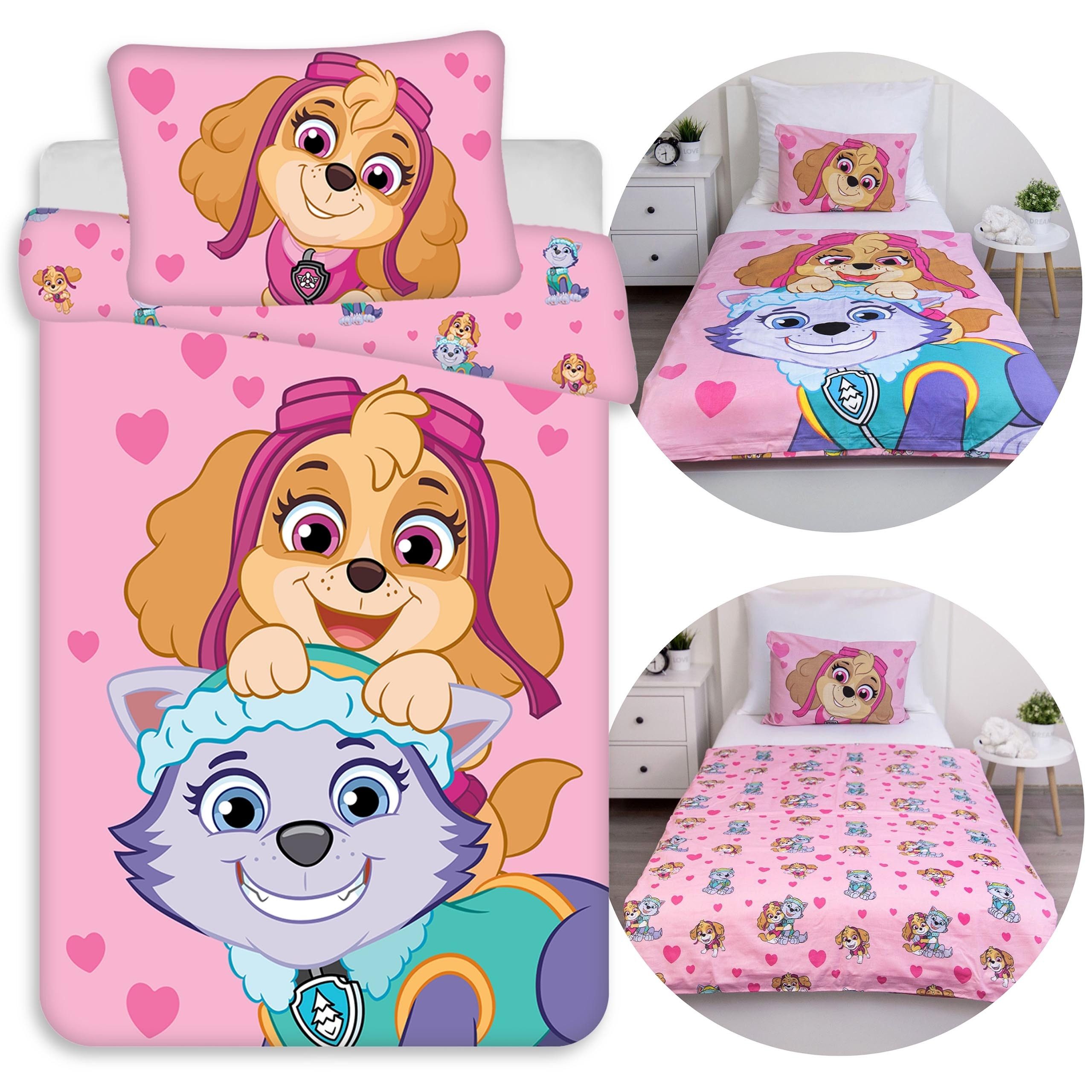 Sarcia.eu Kinderbettwäsche Paw Patrol Mädchenbettwäsche, 100 x 135 + 40 x 60 cm