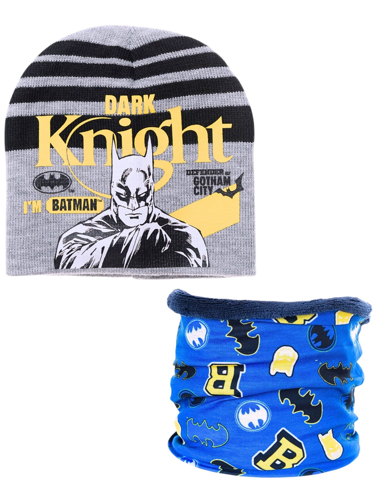 Batman Beanie Dark Knight (2-St) Jungen Winter-Set: Strickmütze & Schlauchschal