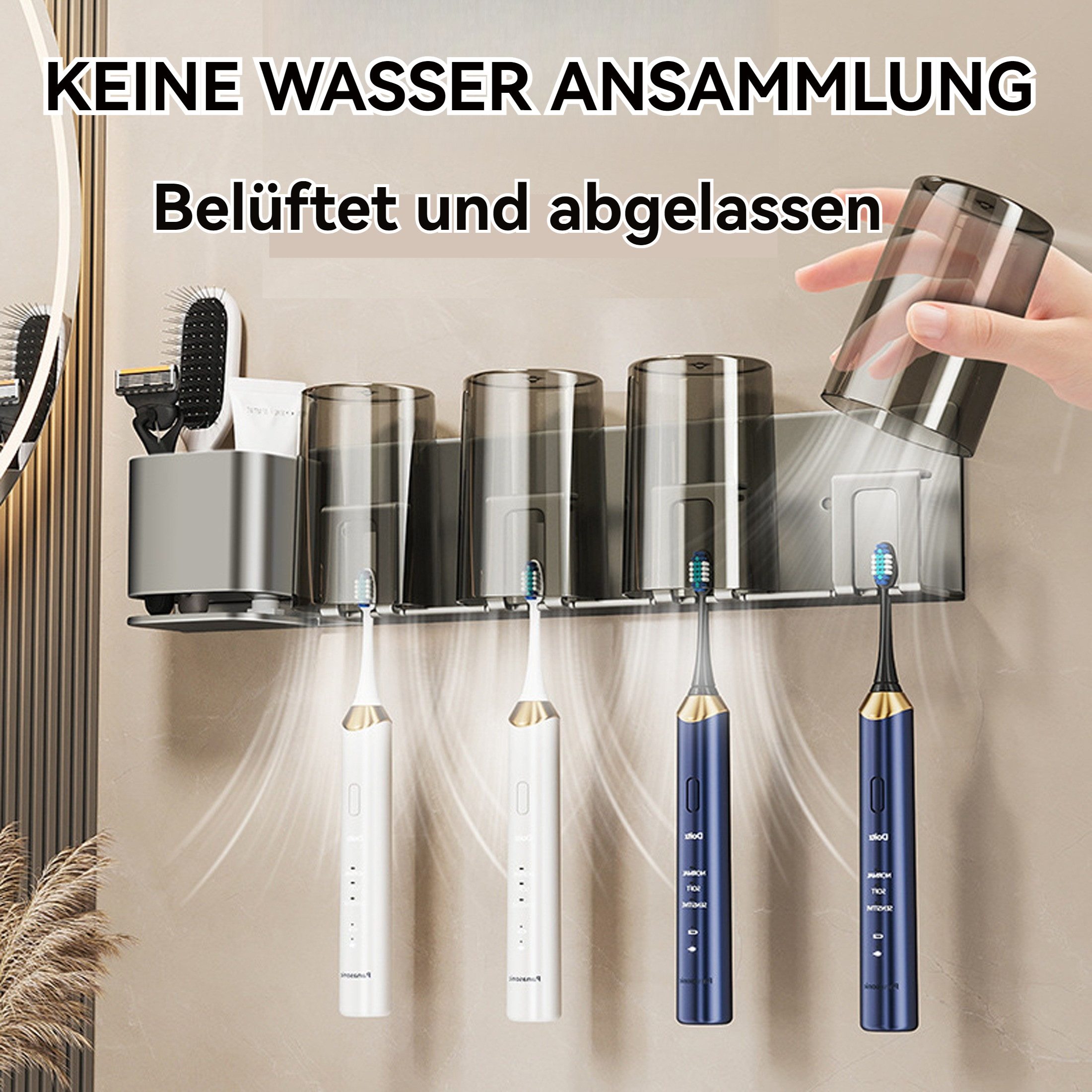 Masbekte Zahnbürstenhalter Zahnputzbecher Halter mit 4 günstig online kaufen