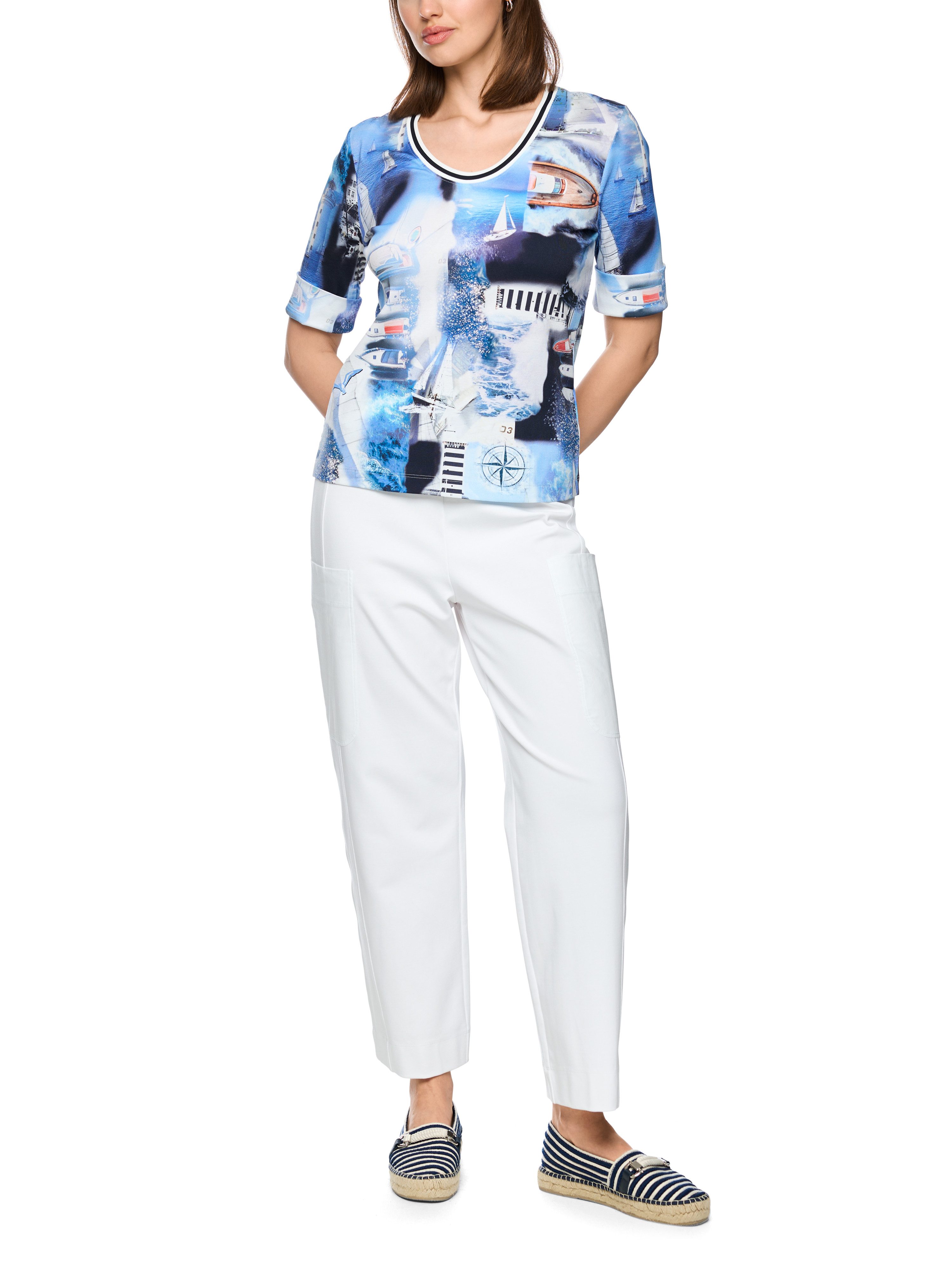 Marc Cain T-Shirt Salty Breeze Premium Damenmode mit maritimem Print
