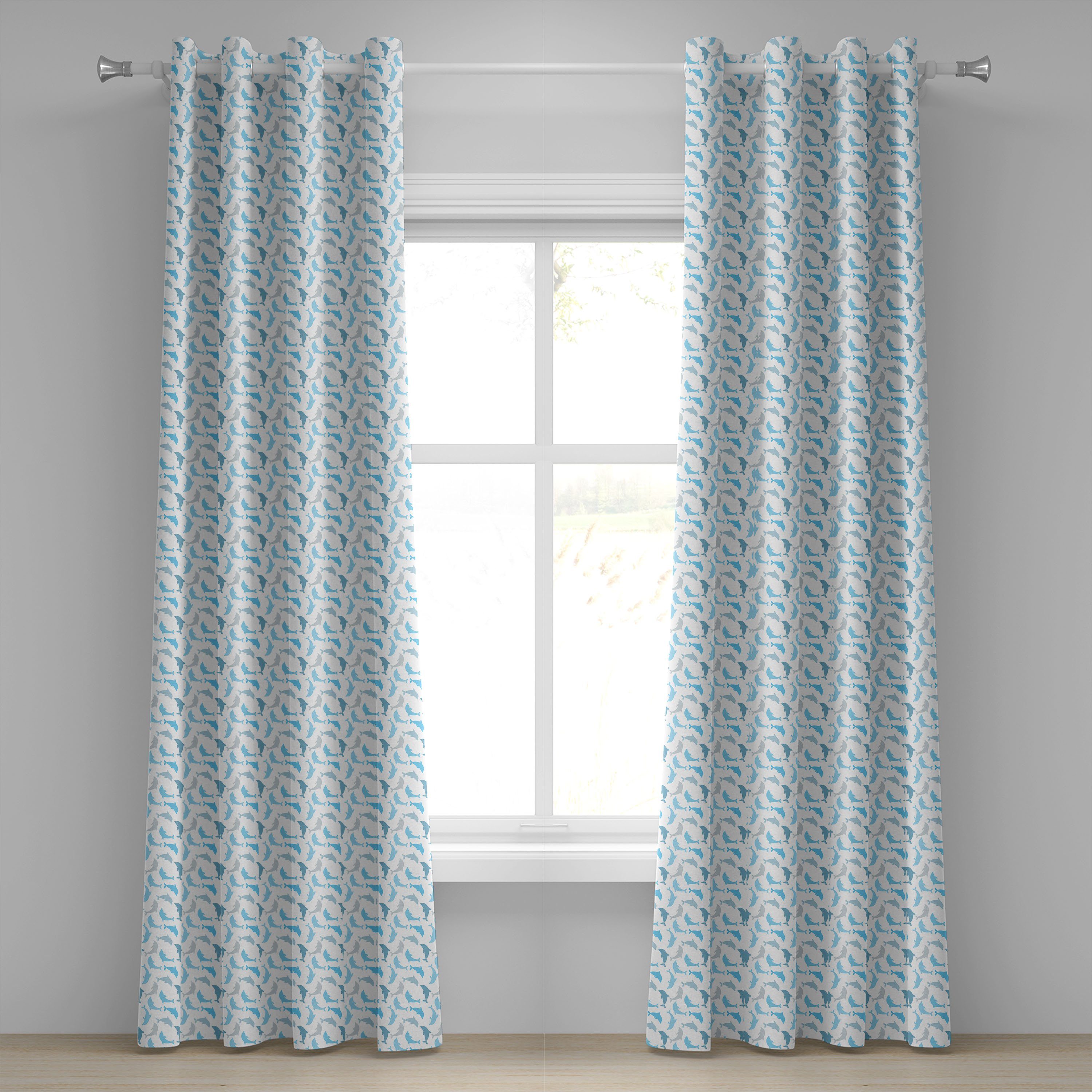 Kaufverhalten Gardine Dekorative 2-Panel-Fenstervorhänge für Schlafzimmer Ozean Wohnzimmer, Abakuhaus, Jumping Dolphin